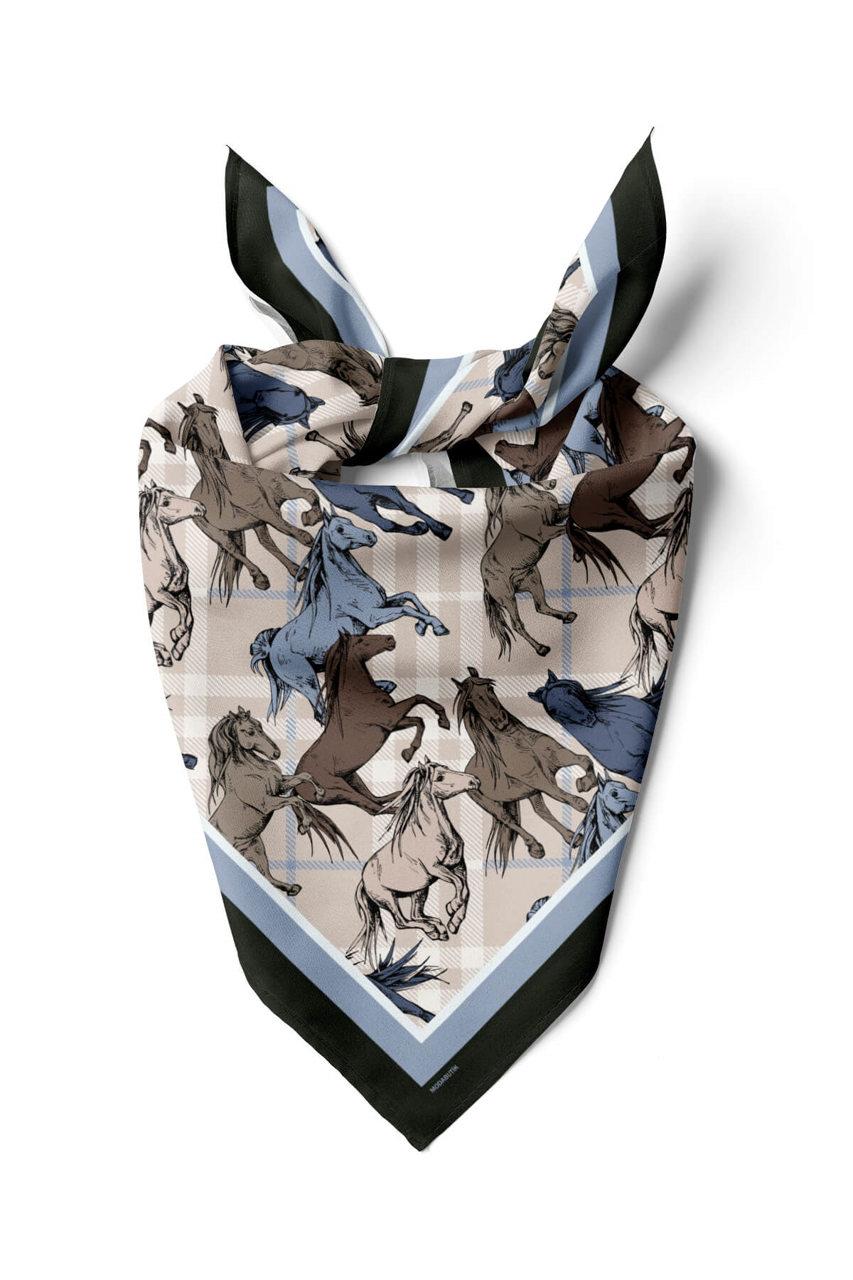 H12 Kadın Krem Horse Desenli 50x50 Bandana HYL DG01542-22