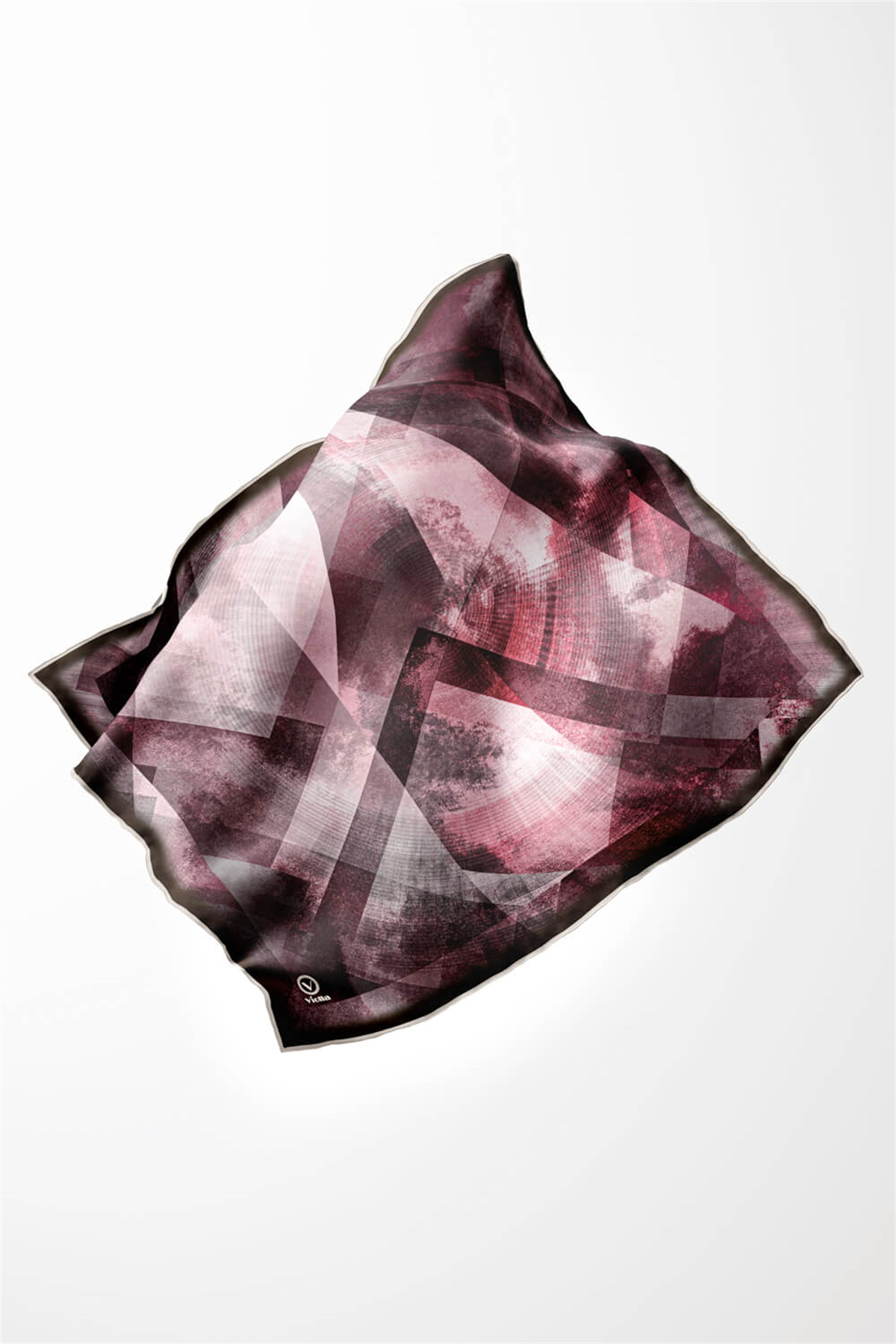Twill Batik Desenli Mürdüm Renkli 90x90 Eşarp (İpek İçermez) Dikim Şekli : El Dikişi
