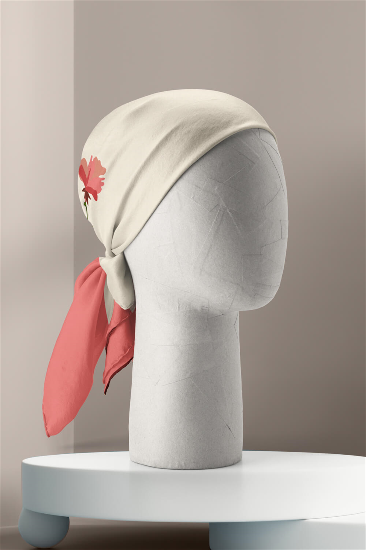 G27 Kadın Çiçek Desenli Bandana Pudra DG0105-22 Snz