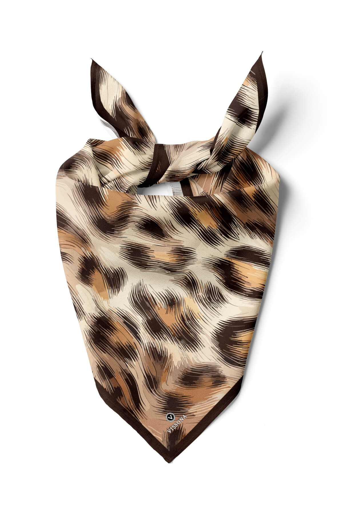 I75 %100 İpek Leopar Desenli Kadın Bandana