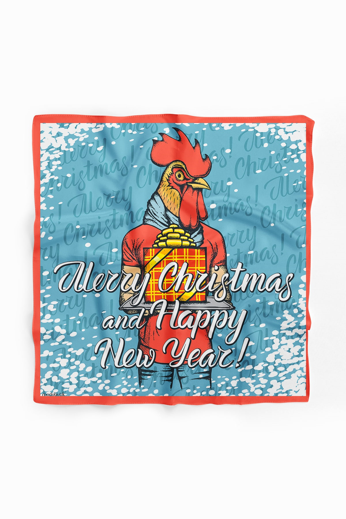 Kadın Buz Mavi Cock Desenli 50x50 Bandana HYL DG0838-22