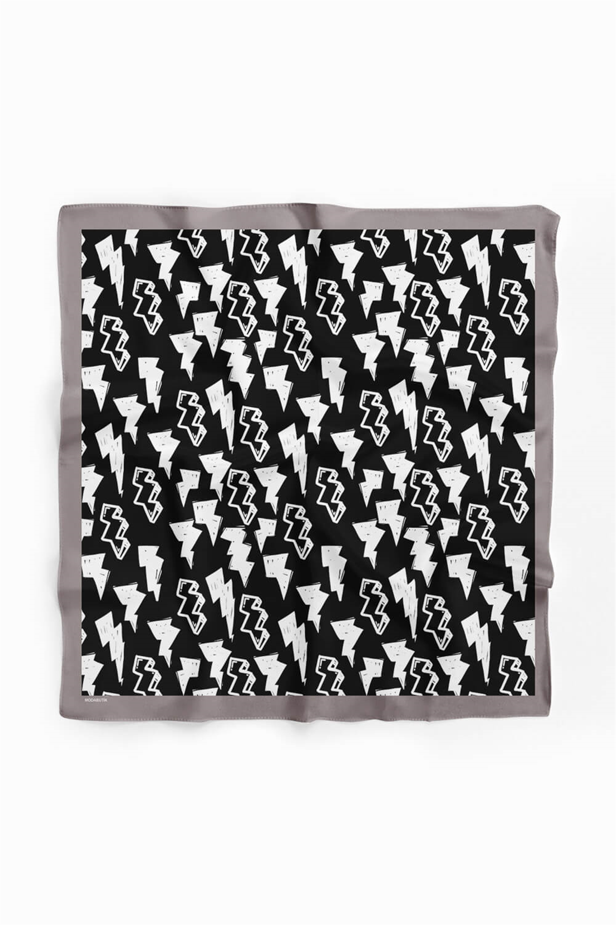 Y75 Kadın Şimşek Desenli Bandana 50x50 Siyah DG0150-22