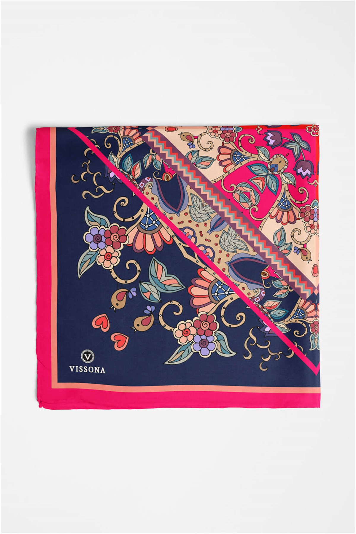 %100 İpek Etnik Desenli Kadın Bandana