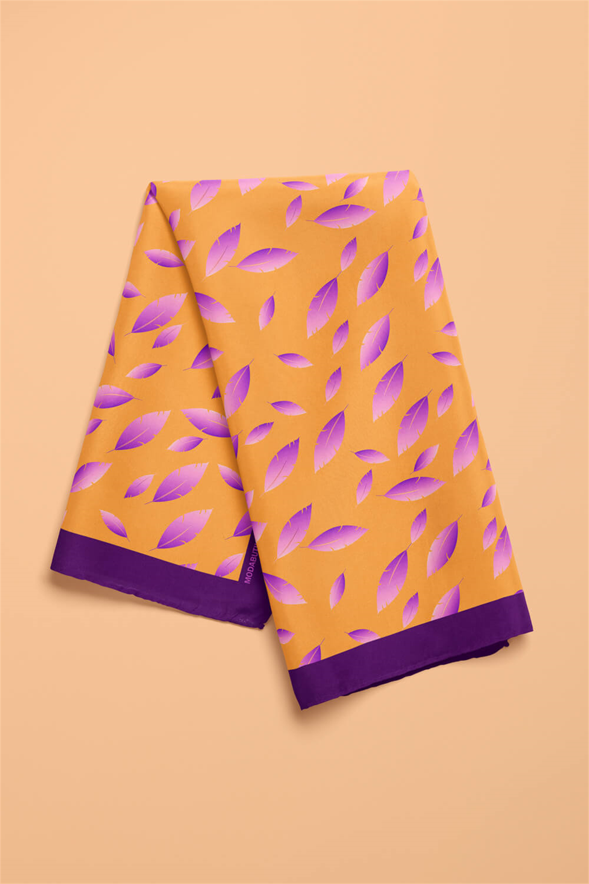 Z39 Kadın Sarı Feathers Desenli 50x50 Bandana HYL DG0696-22