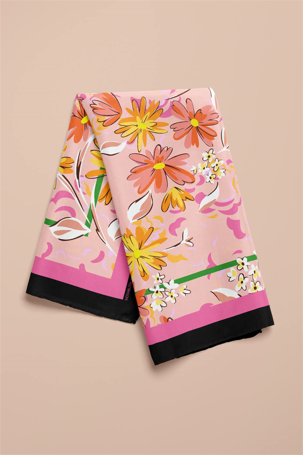 G33 Kadın Krem Yaprak Desenli 50x50 Bandana HYL DG01277-22