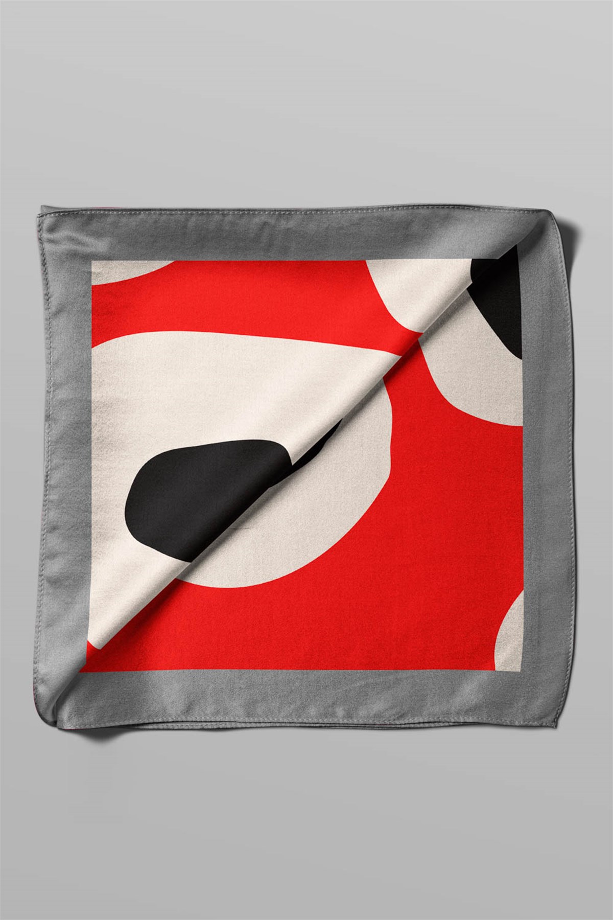 Violla F87 Kadın Leke Desenli Bandana 50x50 Kırmızı Siyah DG0415-22 Snz