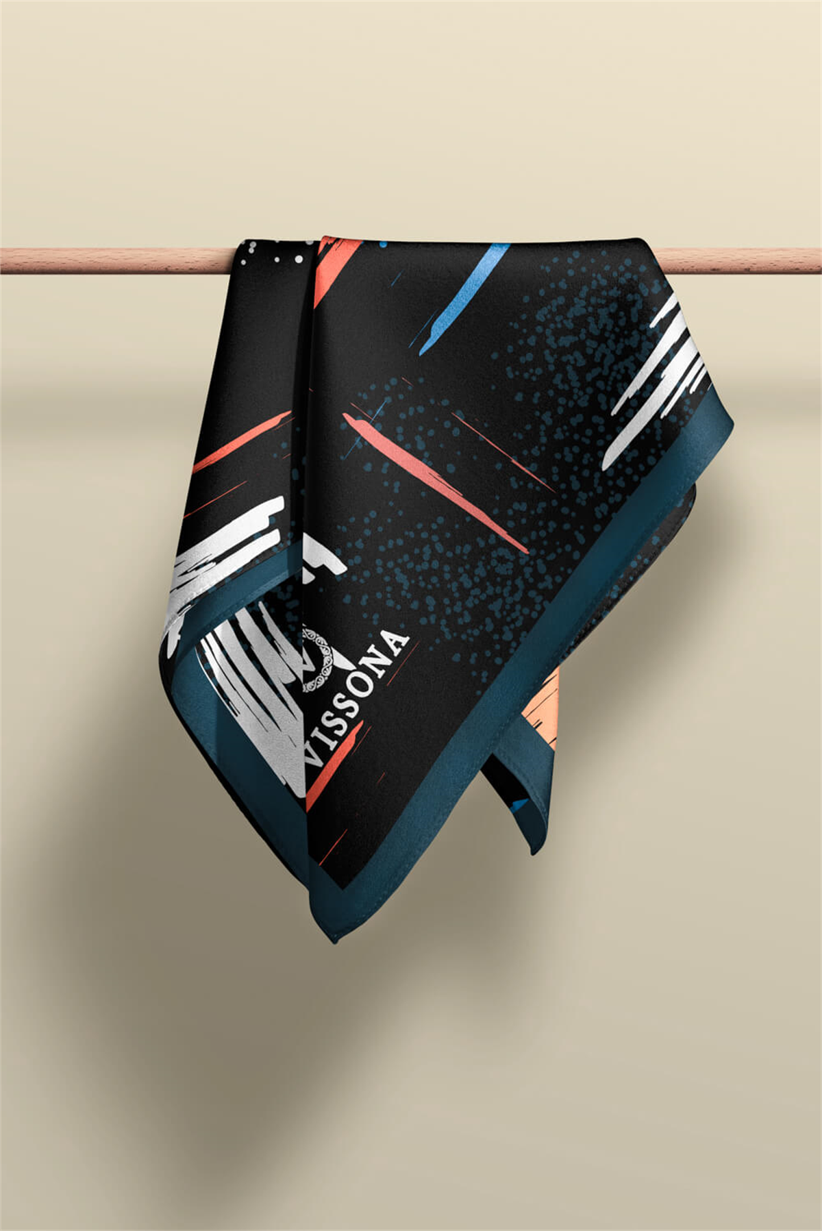 SATEN İPEK GEOMETRİK DESENLİ KADIN FULAR