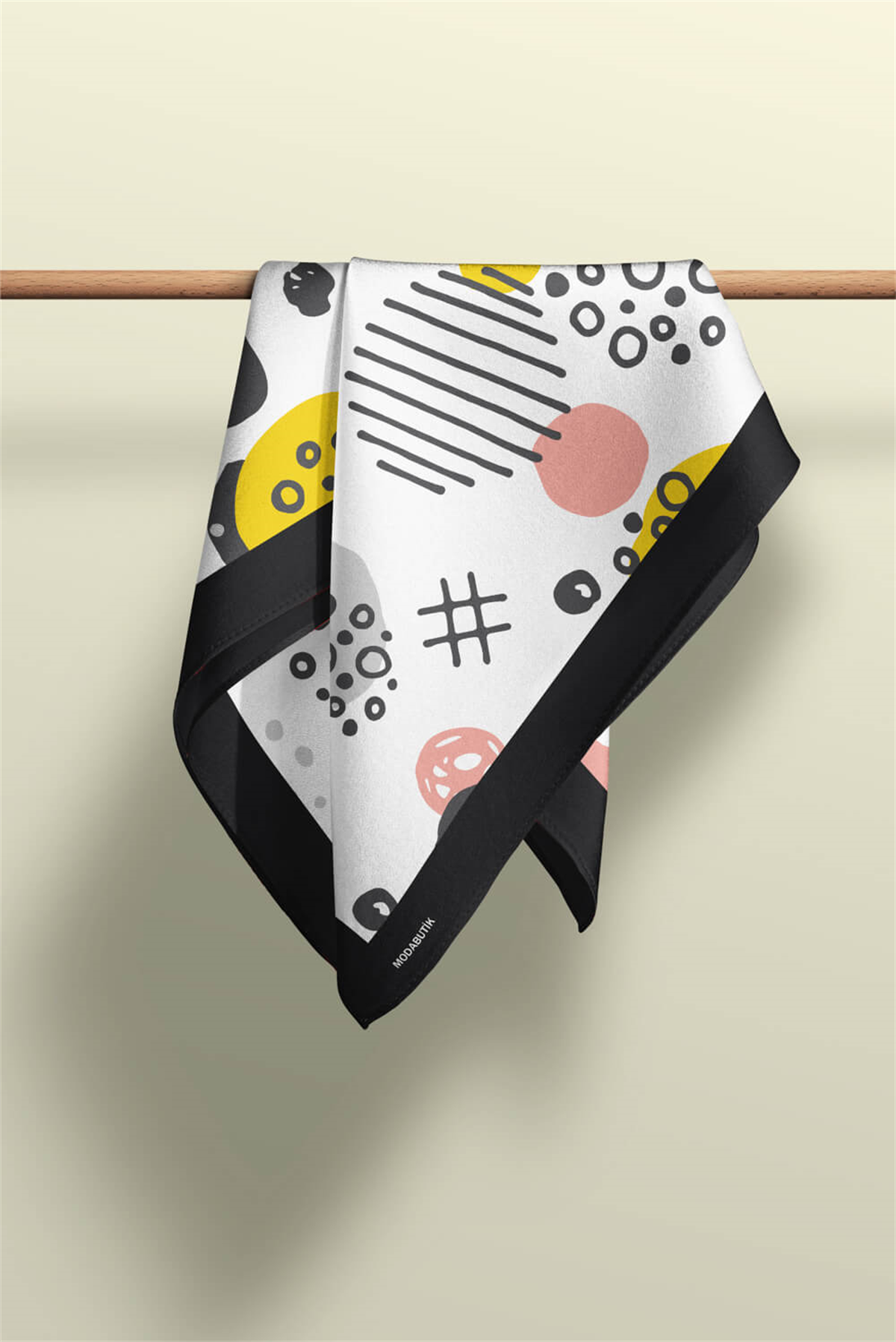 D74 Kadın Geometrik Desenli Bandana 50x50 Sarı DG0427-22