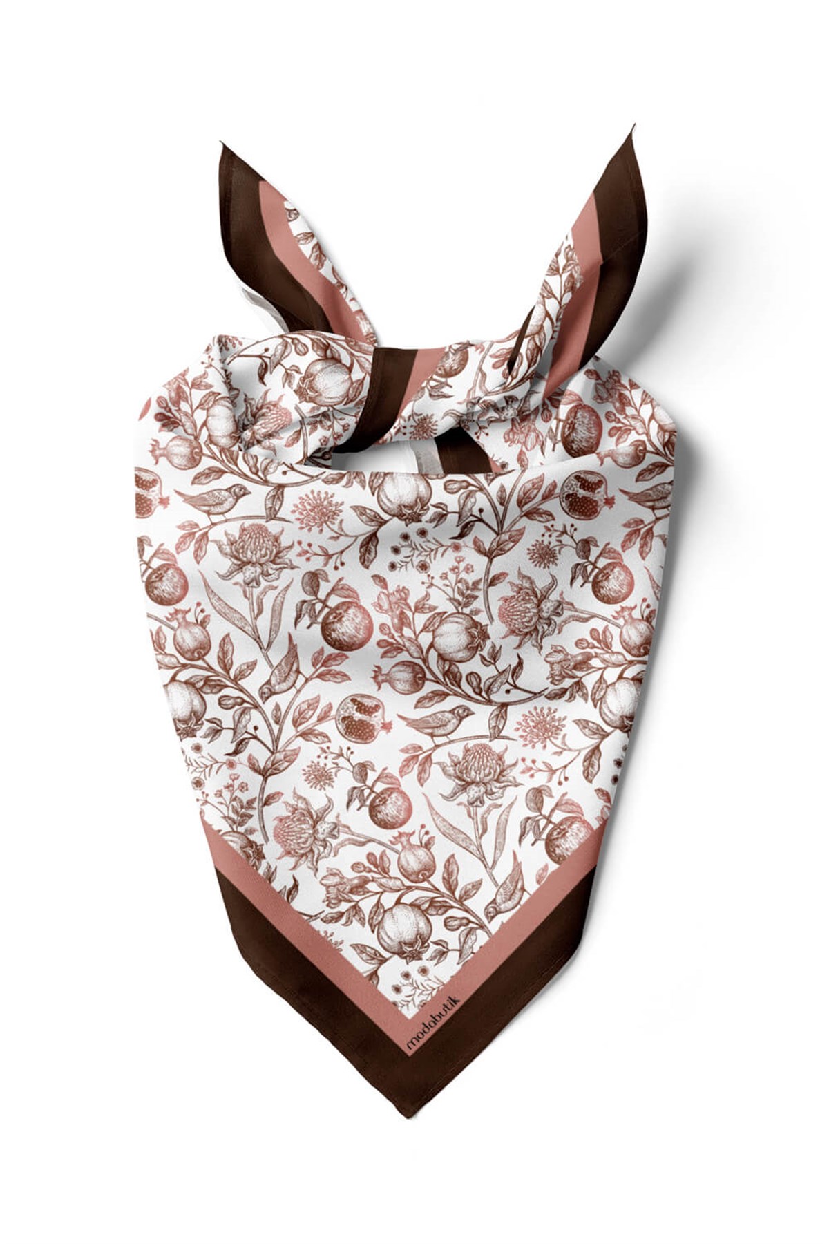 Violla F94 Kadın Kahverengi Burgeon Desenli 50x50 Bandana HYL DG0942-22