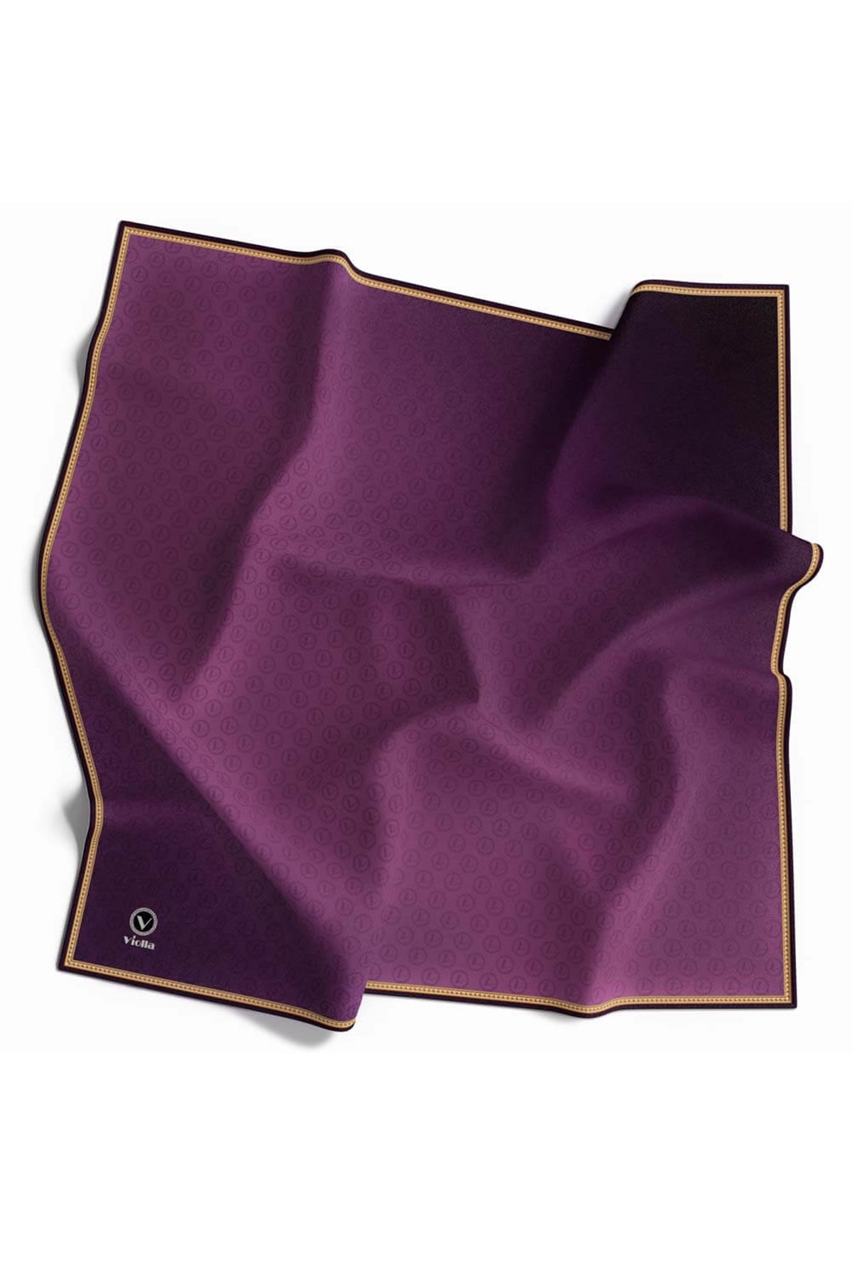 Rayon Degra Desenli Mürdüm Renkli 90x90 Dikim Şekli : El Dikişi Eşarp (İpek İçermez) Kenar Dikiş Şekli El Dikişli