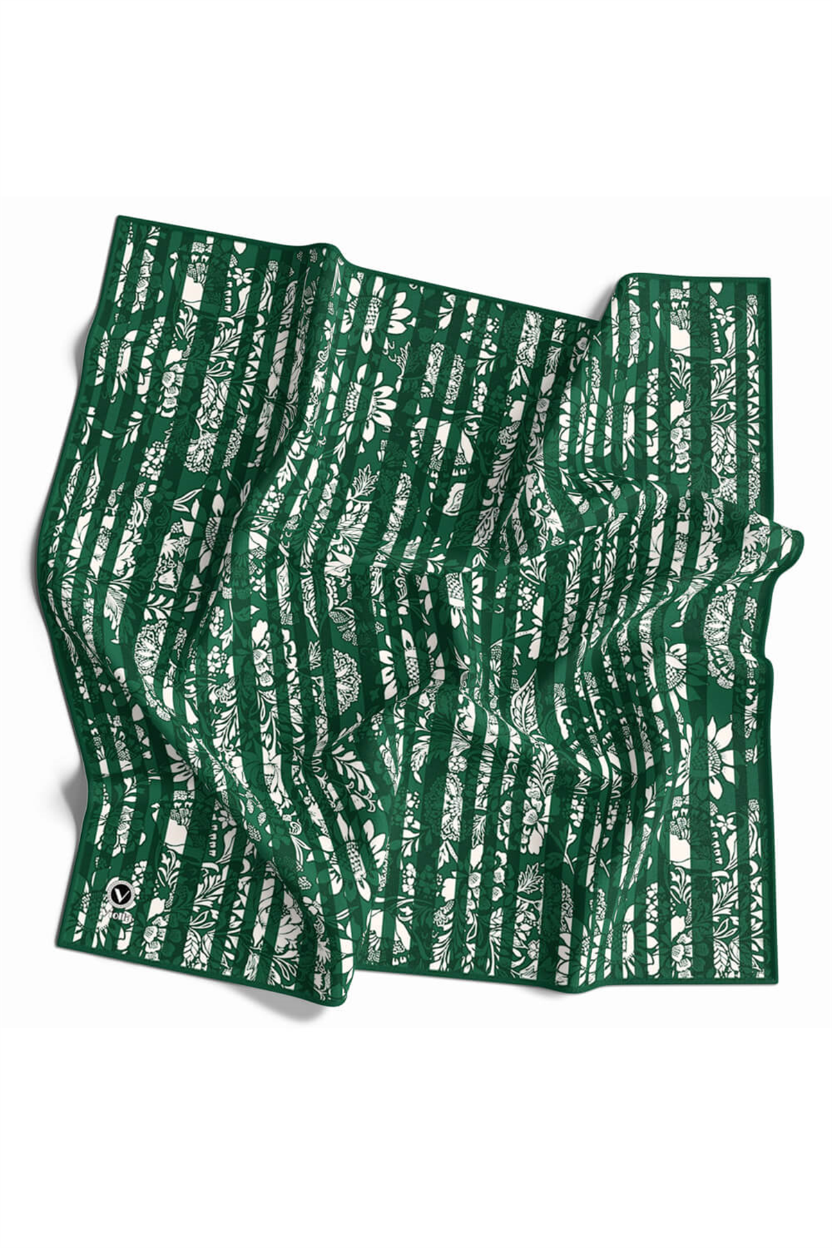 Twill Batik Şal Desenli Petrol Yeşili Renkli 90x90 Eşarp (İpek İçermez) Kenar Dikiş Şekli El Dikişli