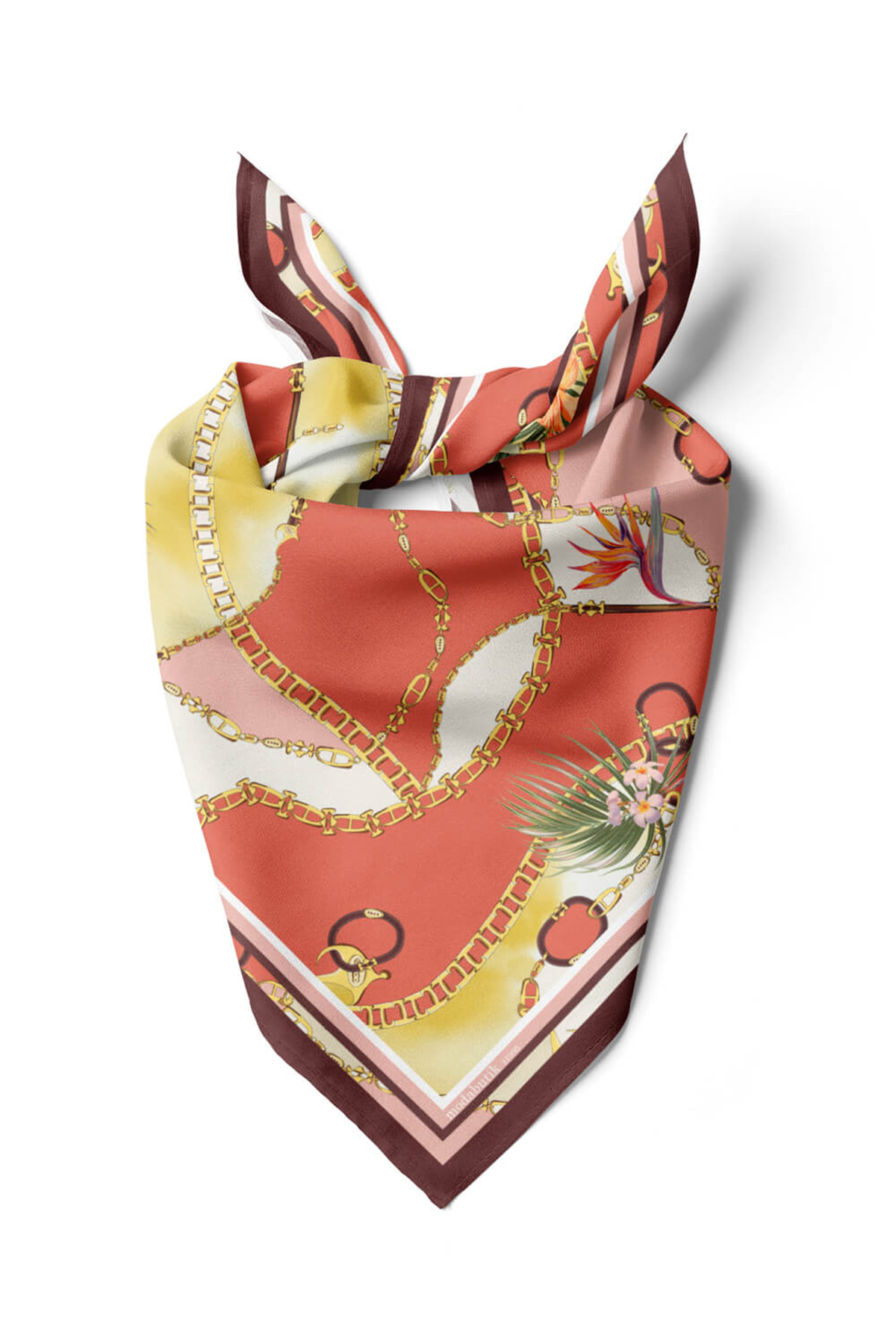 E119 FLOWERS ZİNCİR TASARIMLI BANDANA DG11990