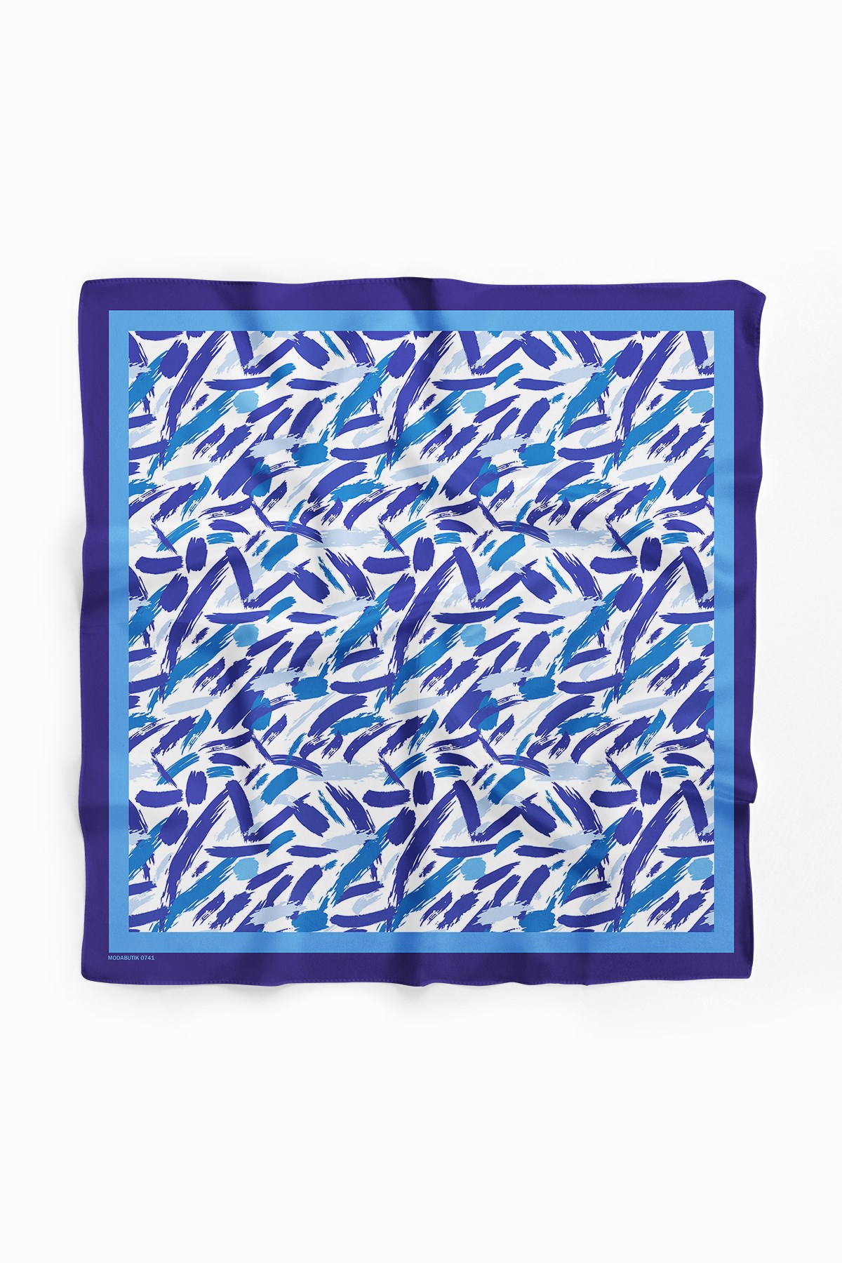 Violla F27 Kadın Mavi Yağlı Boya Desenli 50x50 Bandana HYL DG0741-22