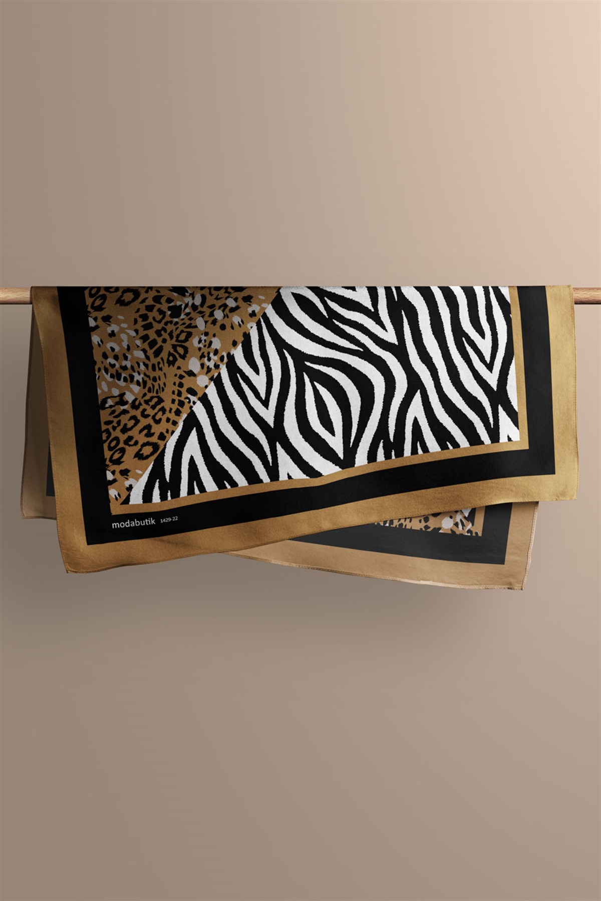 Violla Kadın Siyah Beyaz Zebra Desenli 50x50 Bandana
