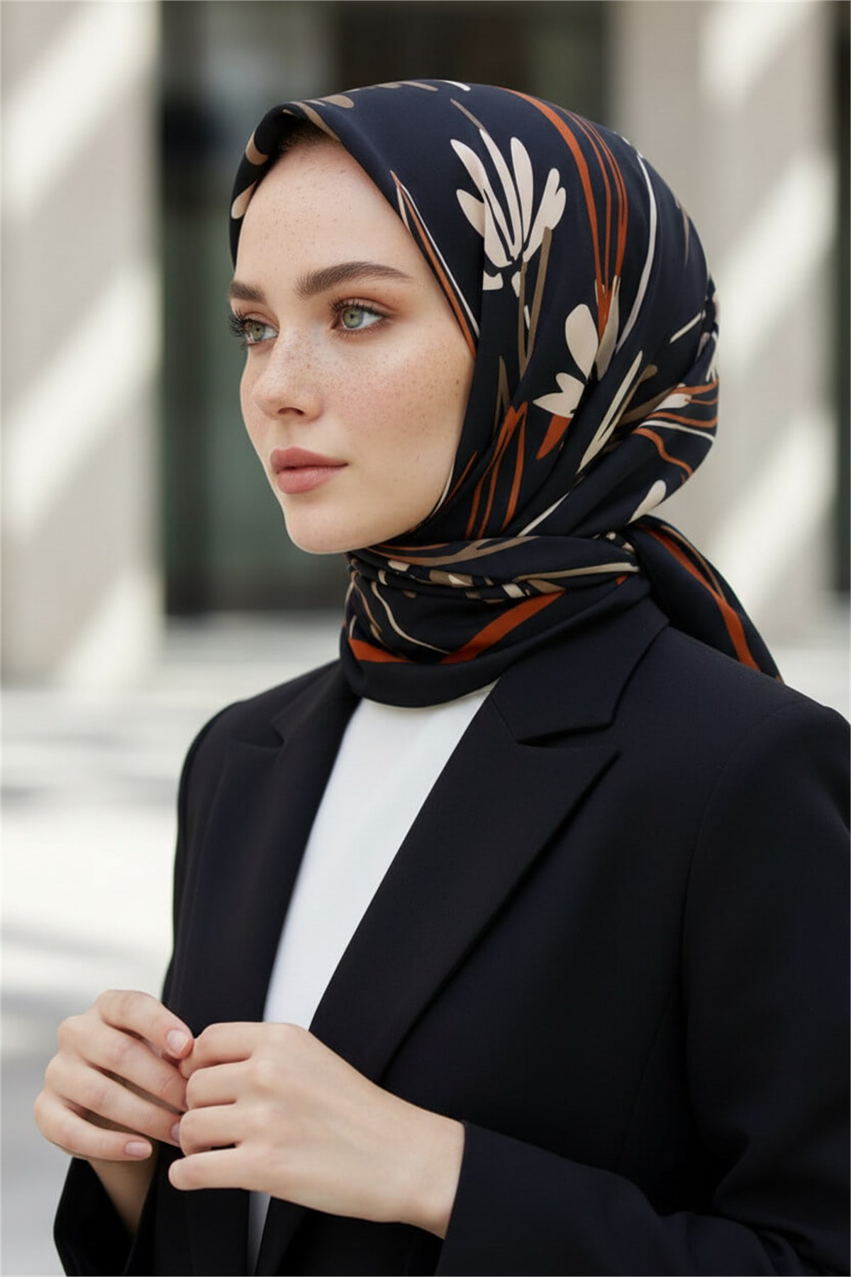 KREP ÇİÇEK DESENLİ TABA RENKLİ 75X195 KIRIŞMAZ ŞAL