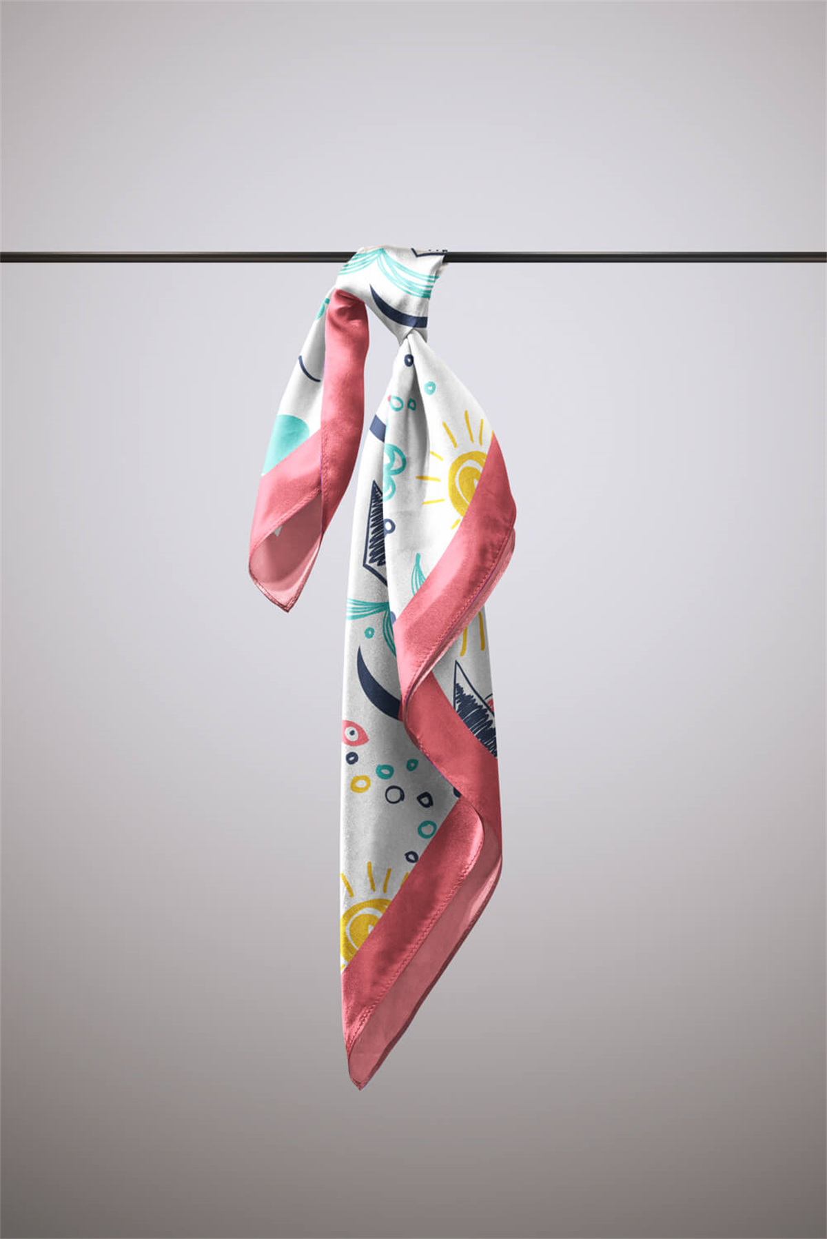 G69 Kadın Kayık Desenli 50x50 Bandana HYL DG0787-22