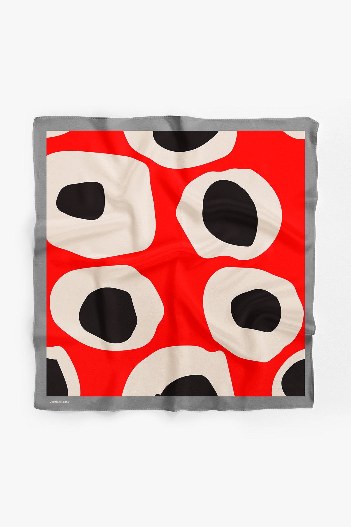 Violla F87 Kadın Leke Desenli Bandana 50x50 Kırmızı Siyah DG0415-22 Snz