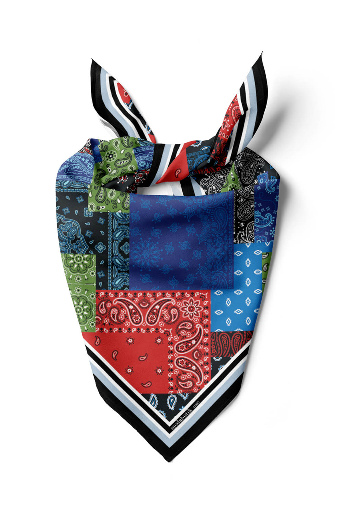 F76  PATCHWORK  ŞAL DESENLİ BANDANA  DG11987