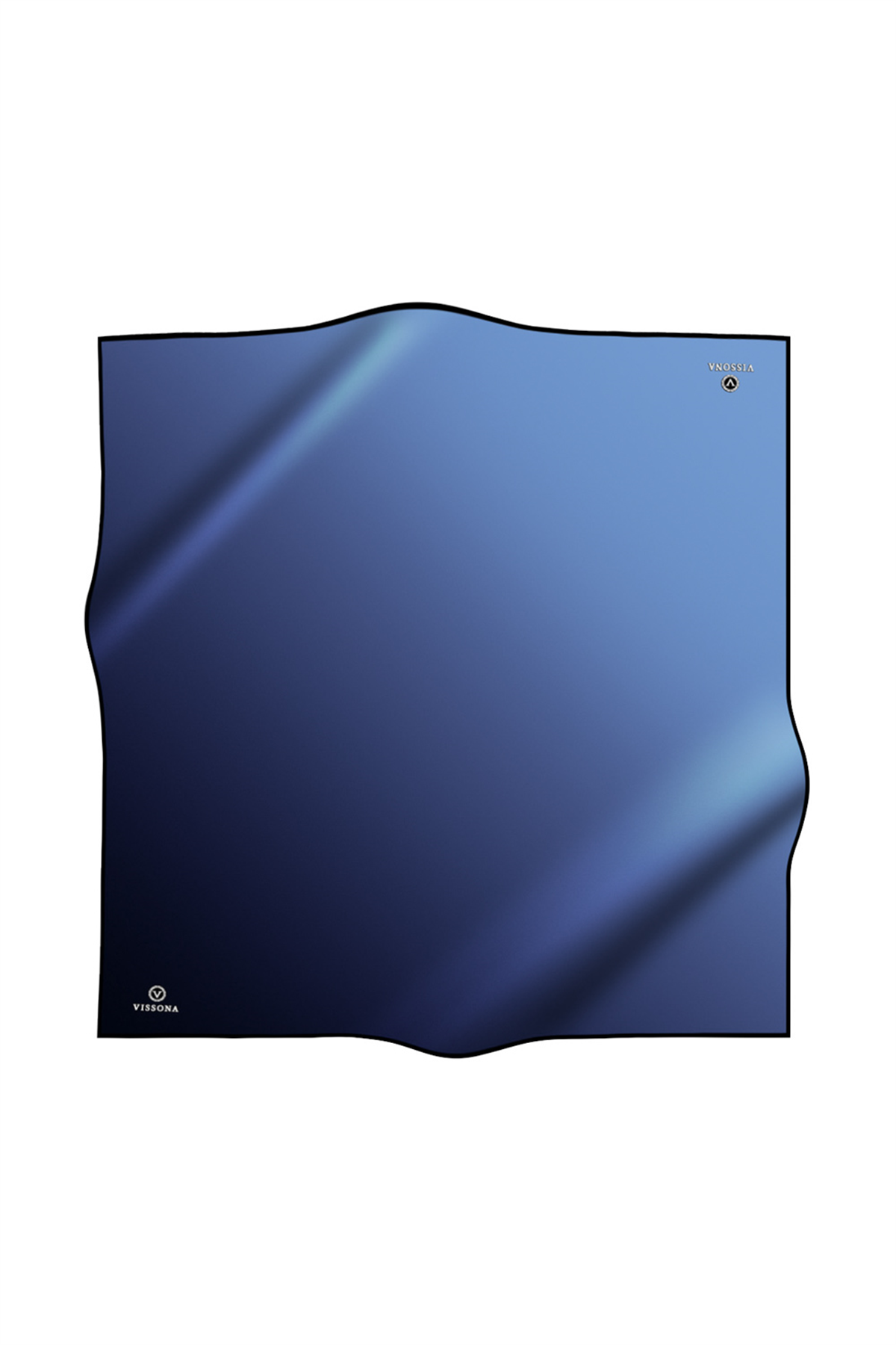 % 57 İPEK % 43 VİSKON Twill İpek Degrade Desenli Lacivert - Buz Mavisi Renkli 90x90 Eşarp Dikim Şekli : El Dikişi