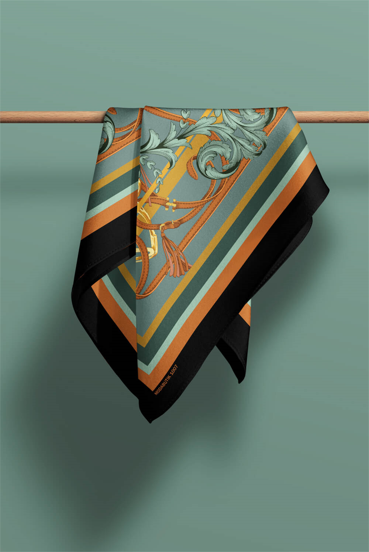 Z12 Kadın Turuncu Hardal Sarısı İron Desenli 50x50 Bandana HYL DG01007-22