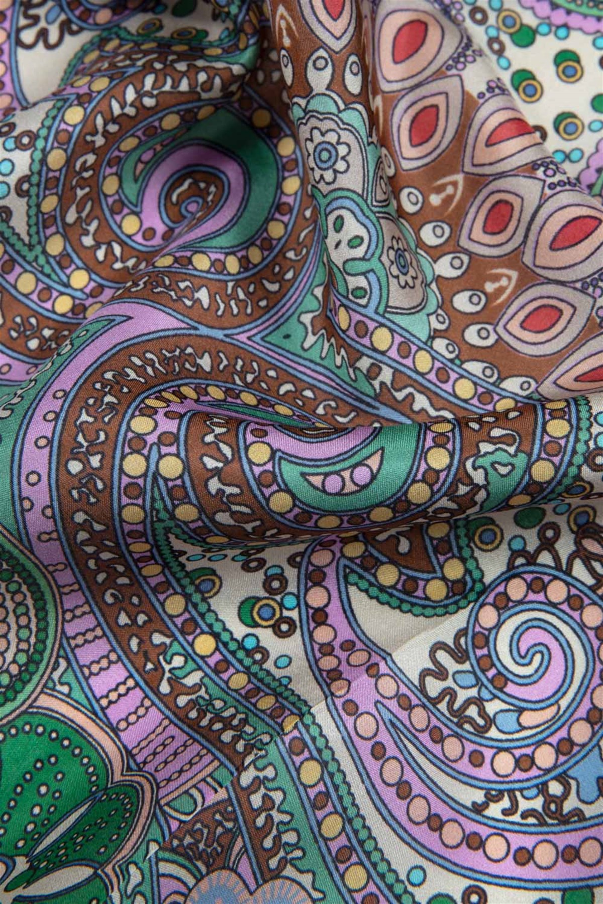 100% İpek Etro Desenli Taş Renkli 92x210 Şal