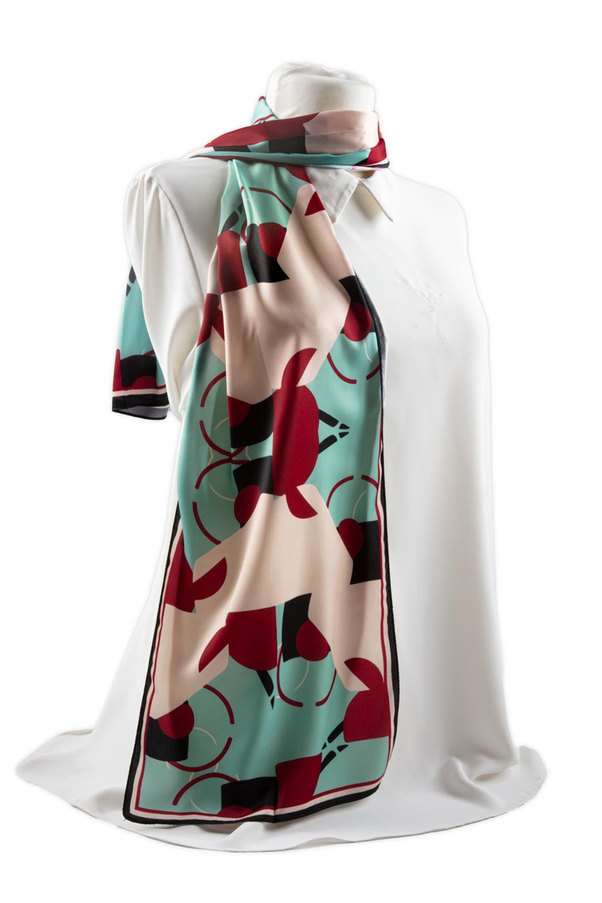 I5 Geometrikl Desenli Fular 30x140