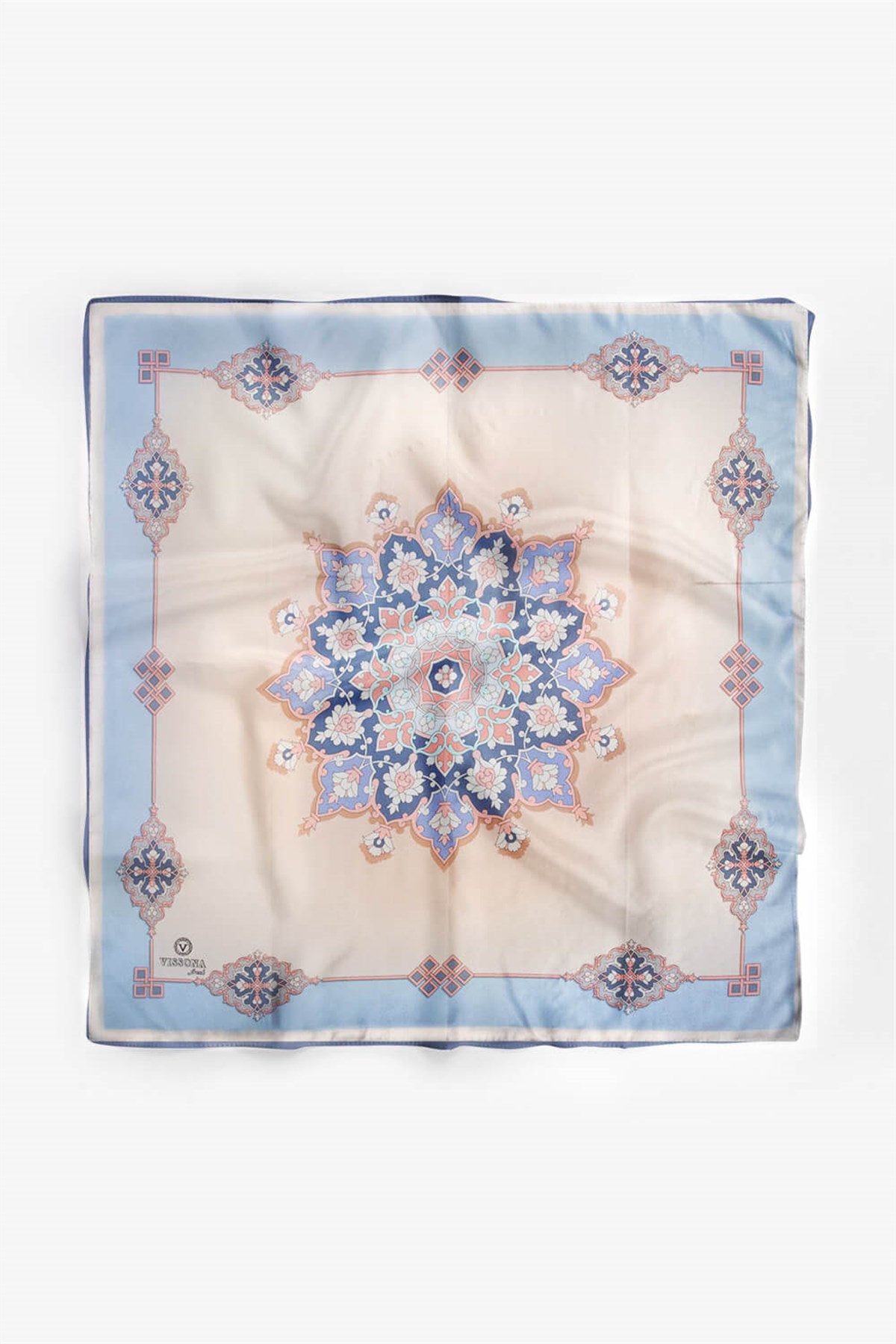 %100 İpek Kadın Desenli Bandana 80x80