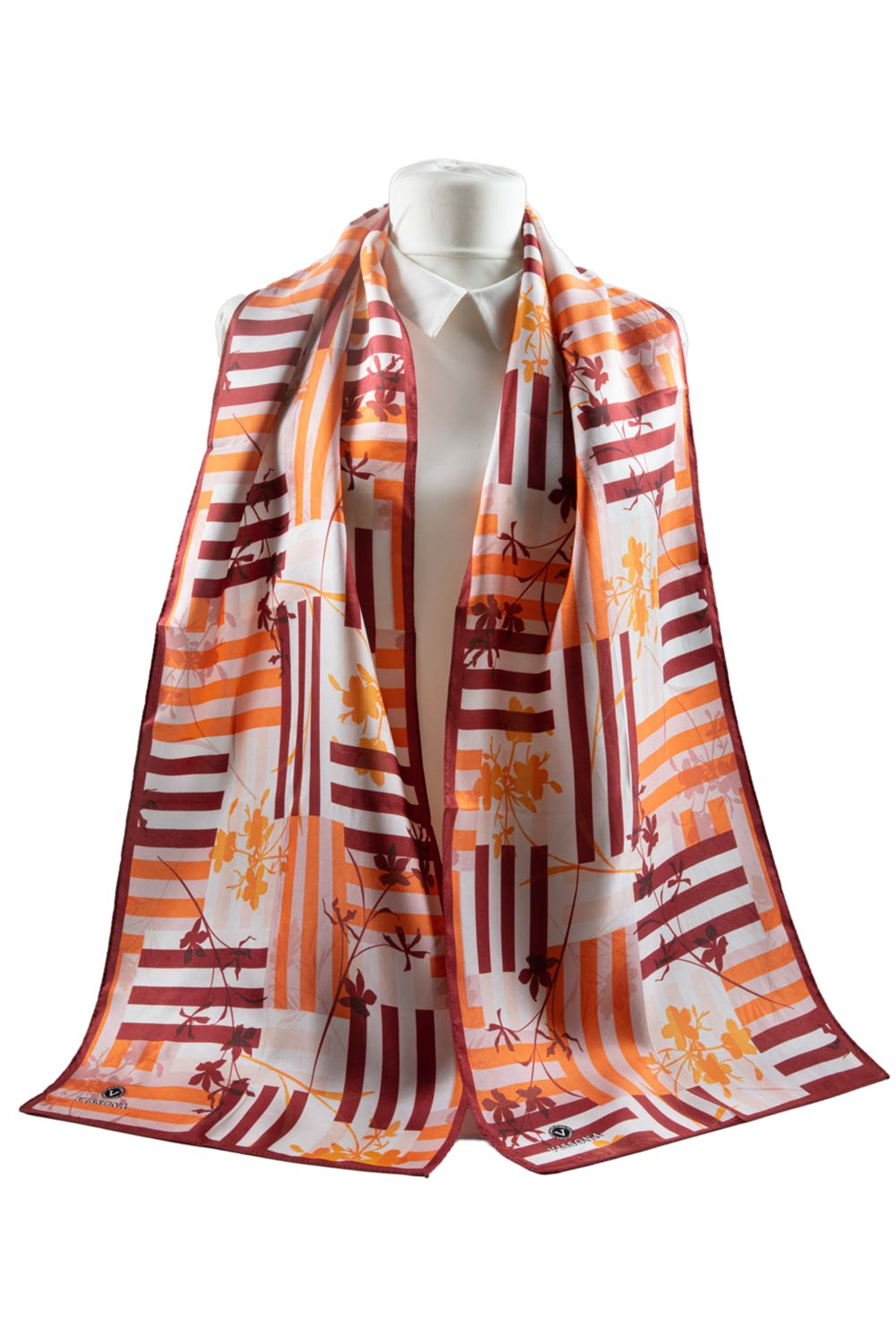 I61 SATEN İPEK ÇİZGİ DESENLİ KADIN FULAR