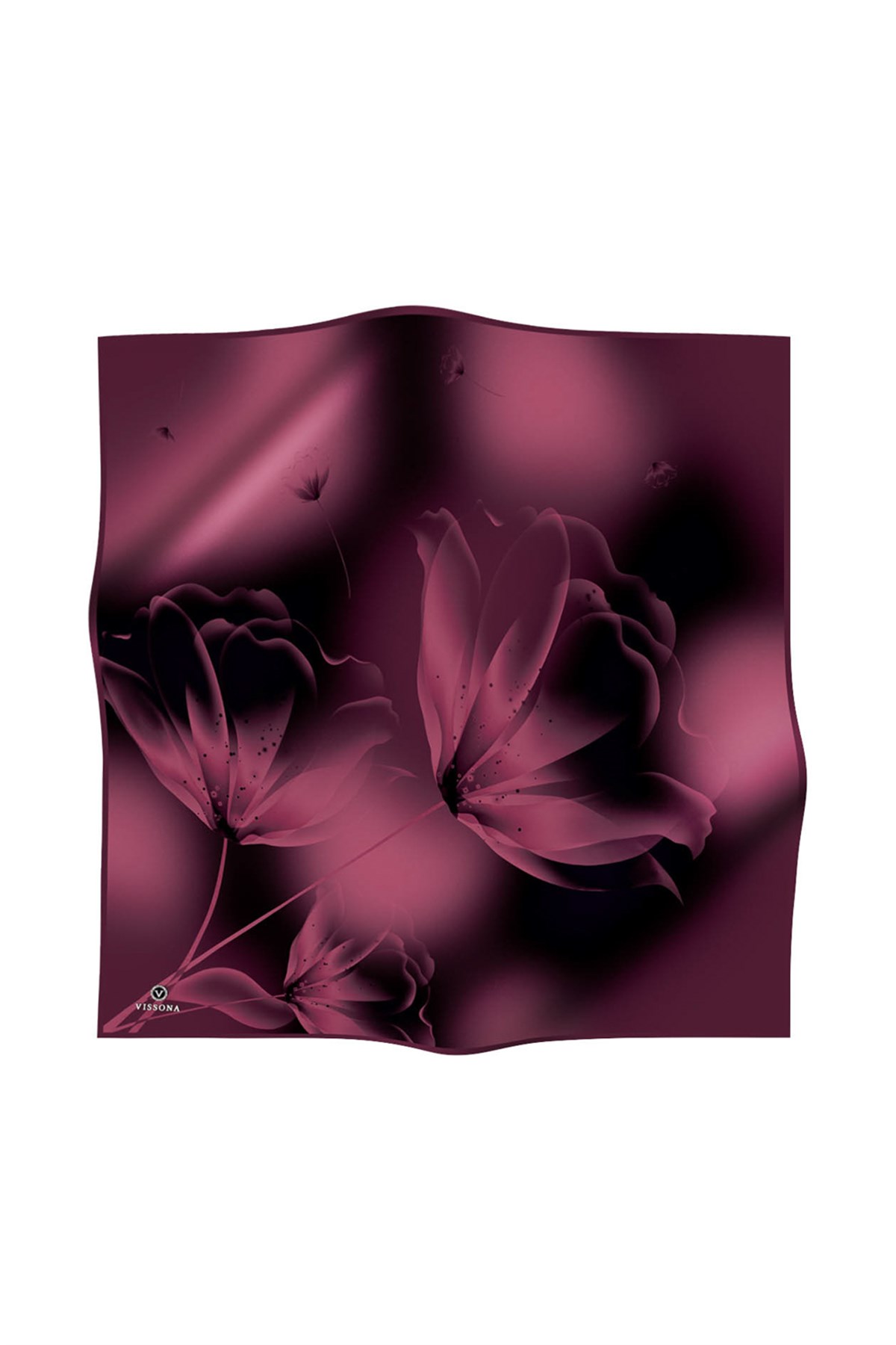 %100 Twill İpek Çiçek Desenli Gül Kurusu Renkli 90x90 Eşarp Dikim Şekli : El Dikişi