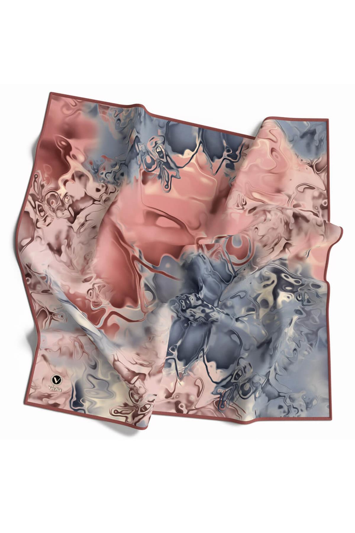 Rayon Batik Desenli Pudra Renkli 90x90 Dikim Şekli : El Dikişi Eşarp (İpek İçermez) Kenar Dikiş Şekli El Dikişli