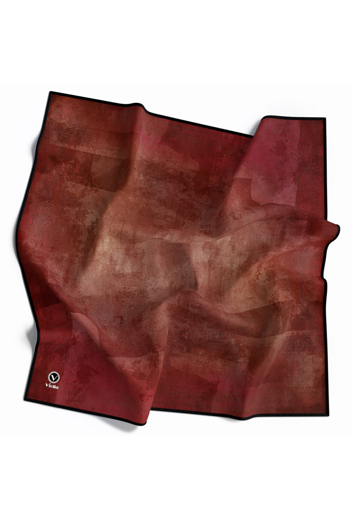 Twill Batik Desenli Bordo Renkli 90x90 Eşarp (İpek İçermez) Dikim Şekli : El Dikişi