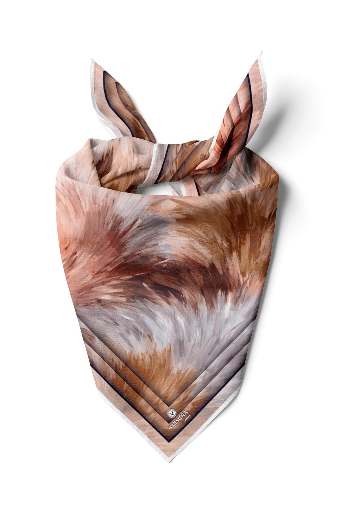 %100 İpek Kadın Desenli Bandana 80x80