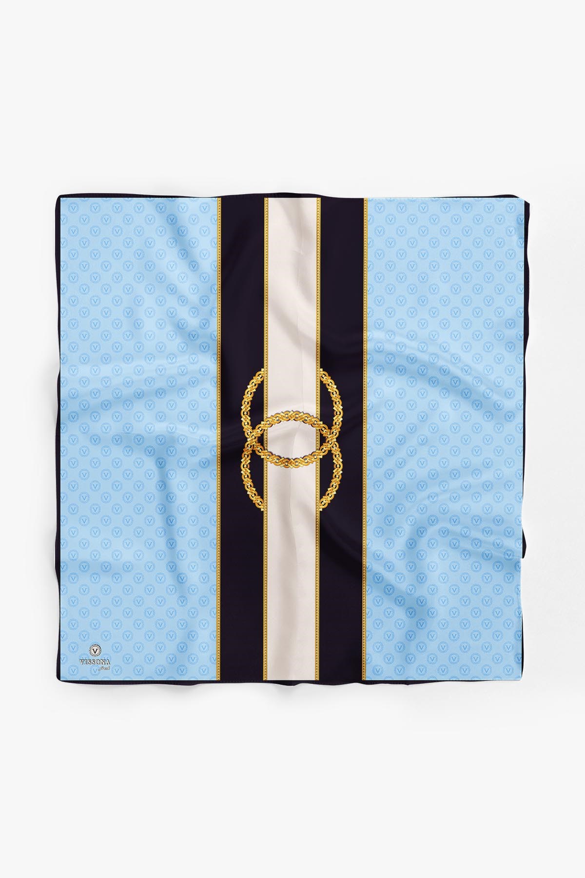 %100 İpek Barok Desenli Bandana 80x80