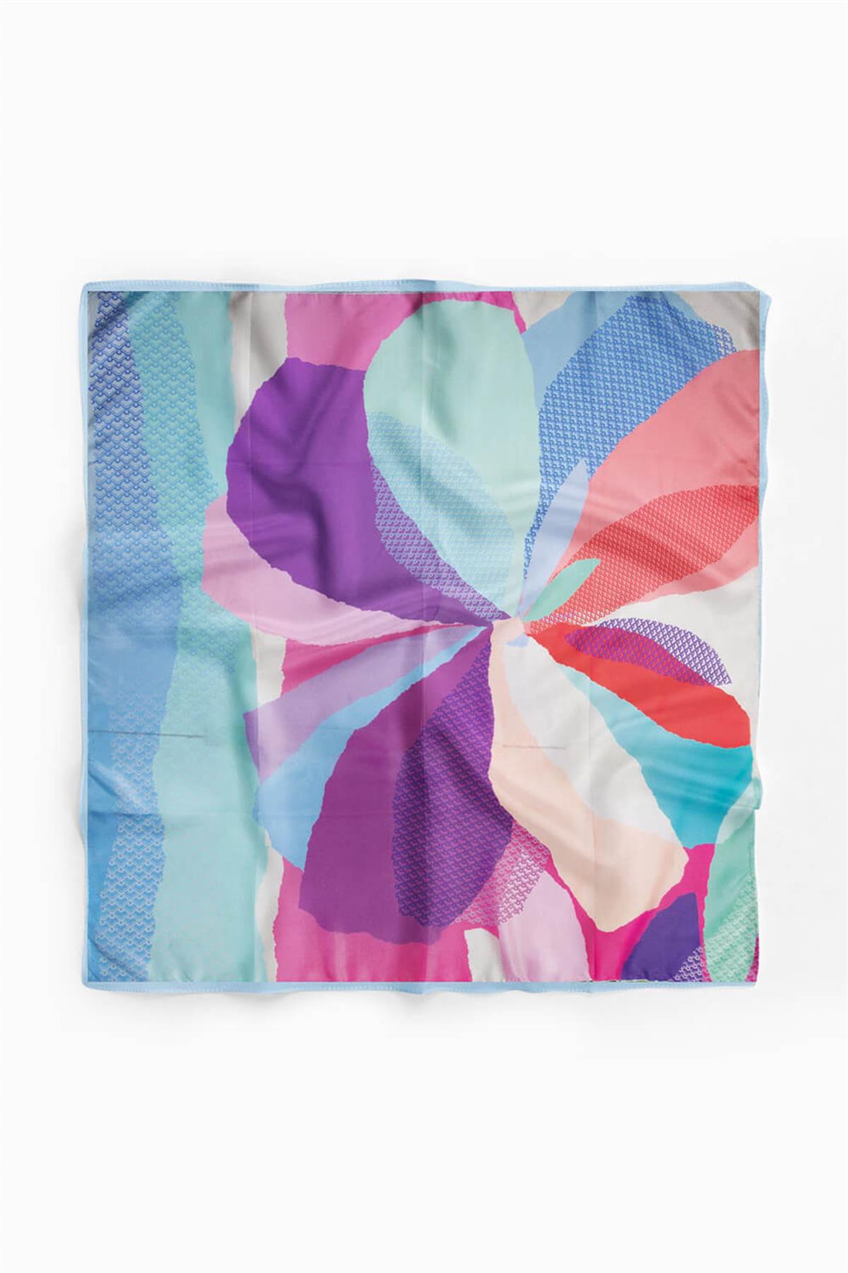 %100 İpek Kadın Desenli Bandana 80x80