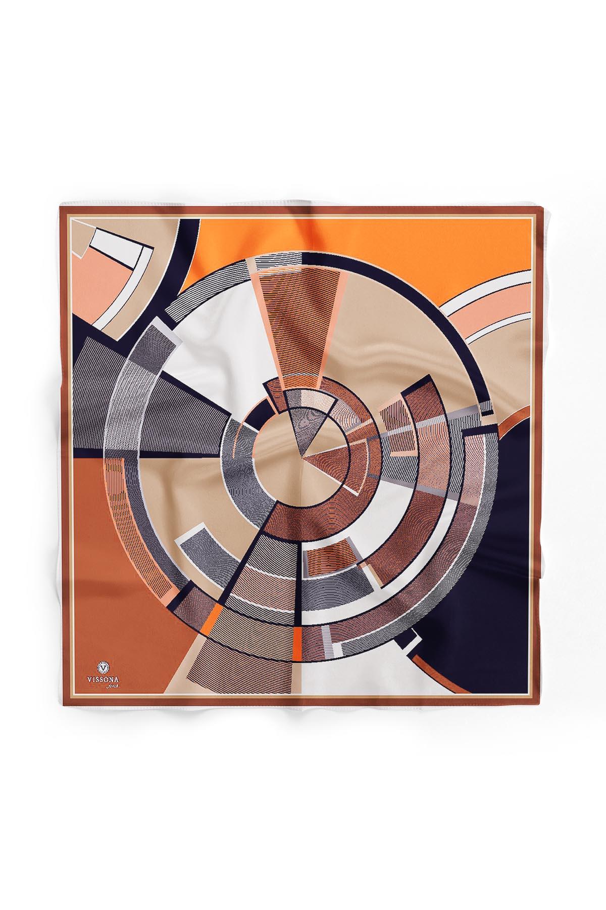 %100 İpek Kadın Desenli Bandana 80x80