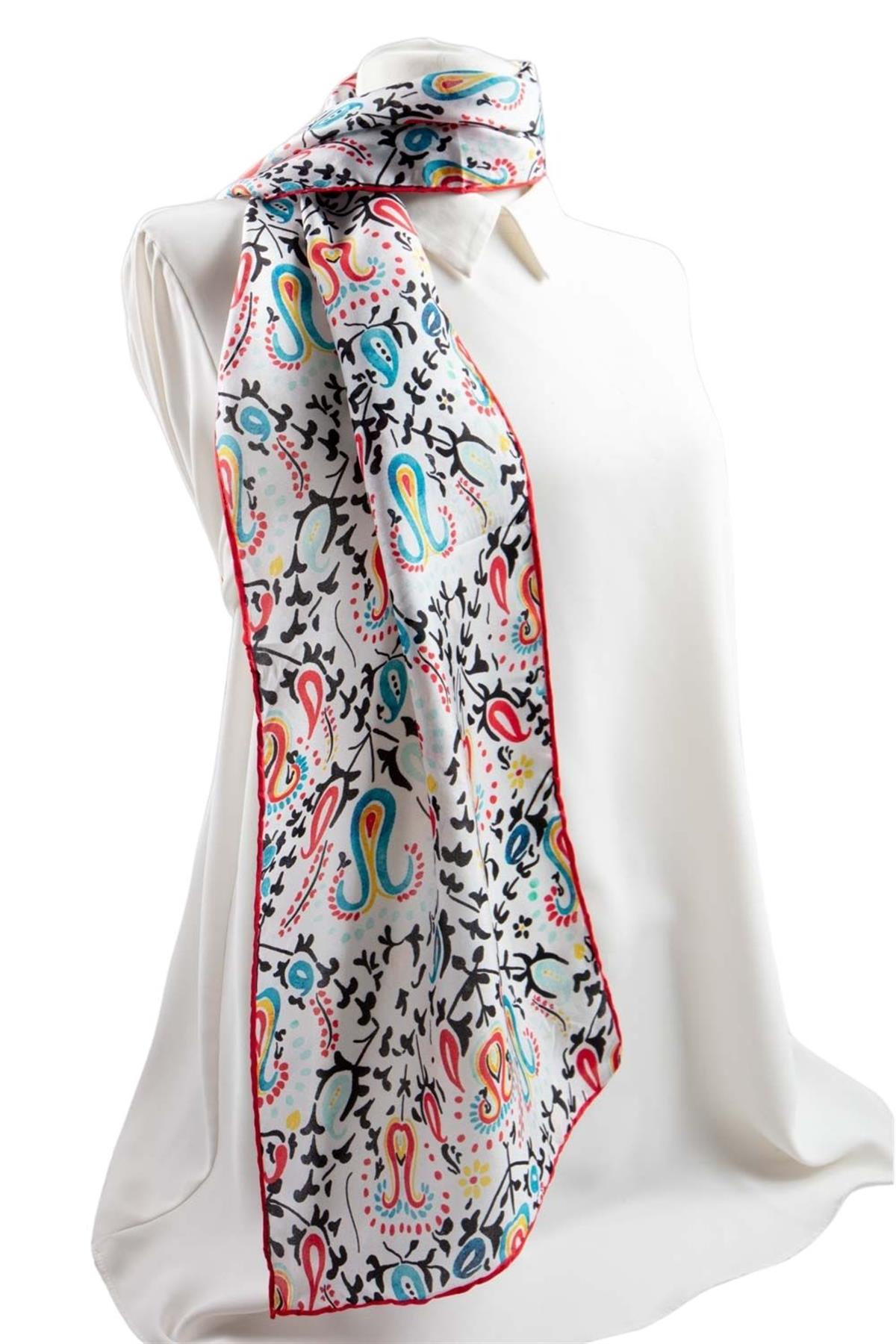 Vissona Geometrik Desenli İpek Fular