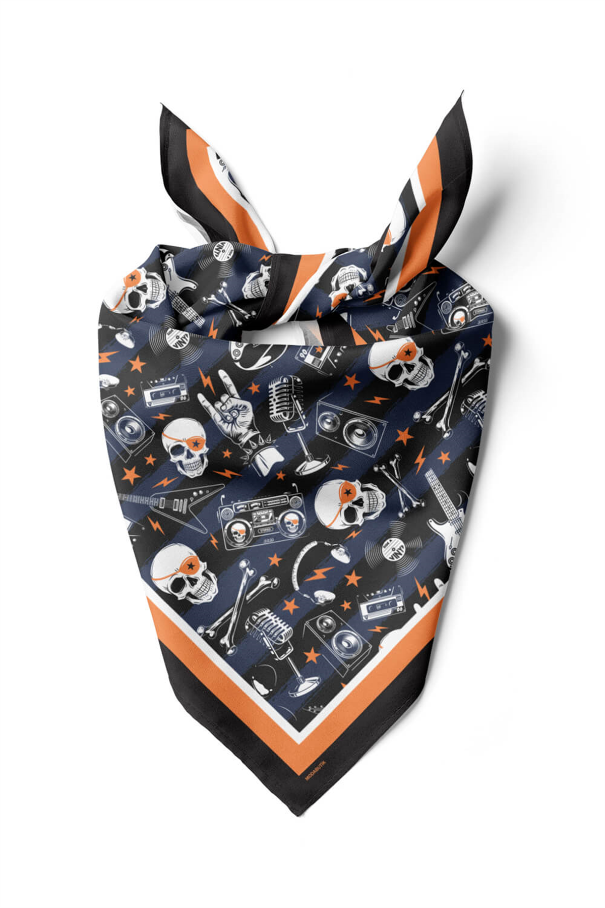 C51 Kadın Mavi Siyah Kurukafa Desenli 50x50 Bandana HYL DG01554-22