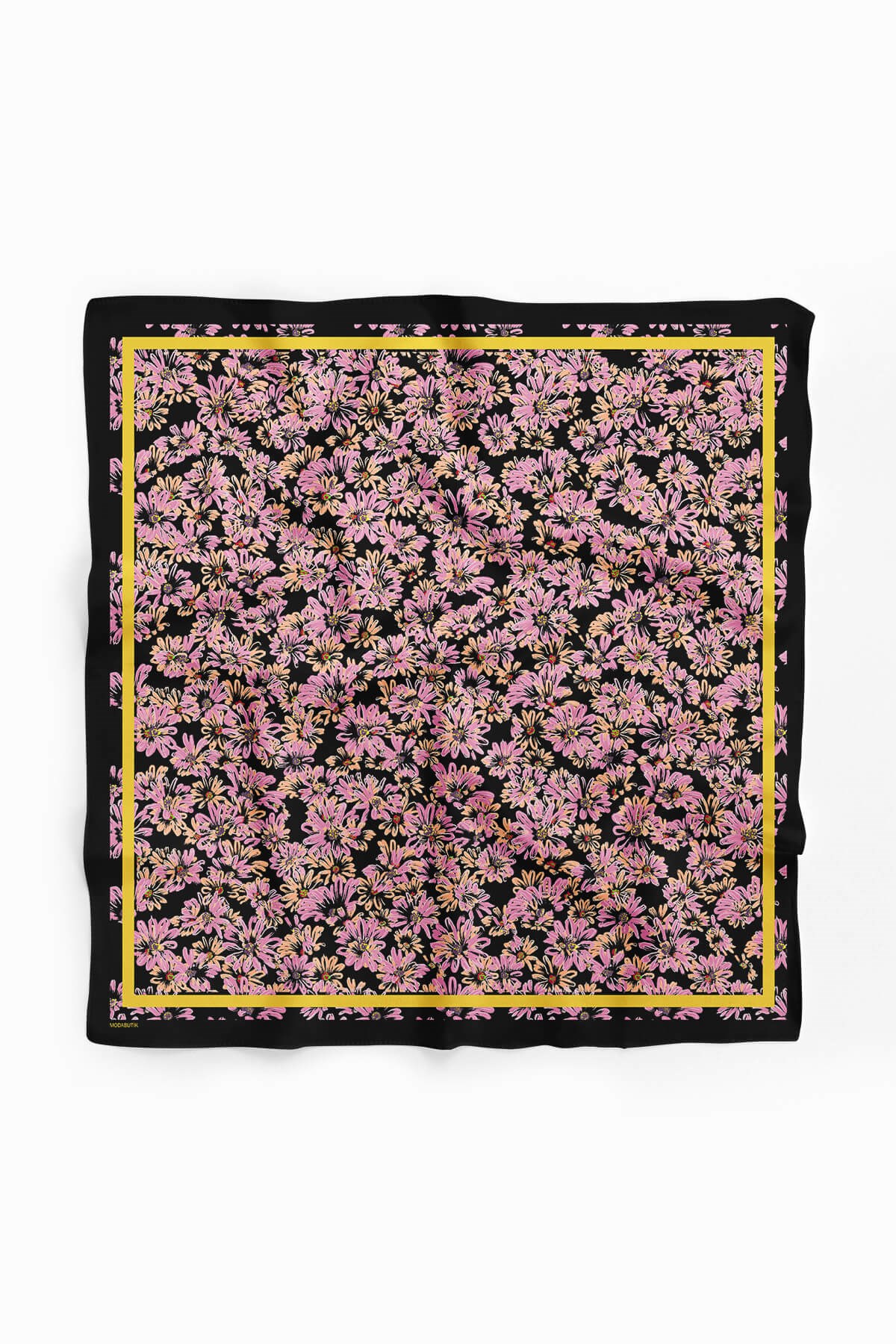 Violla D12 Kadın Pembe Çiçek Desenli 50x50 Bandana