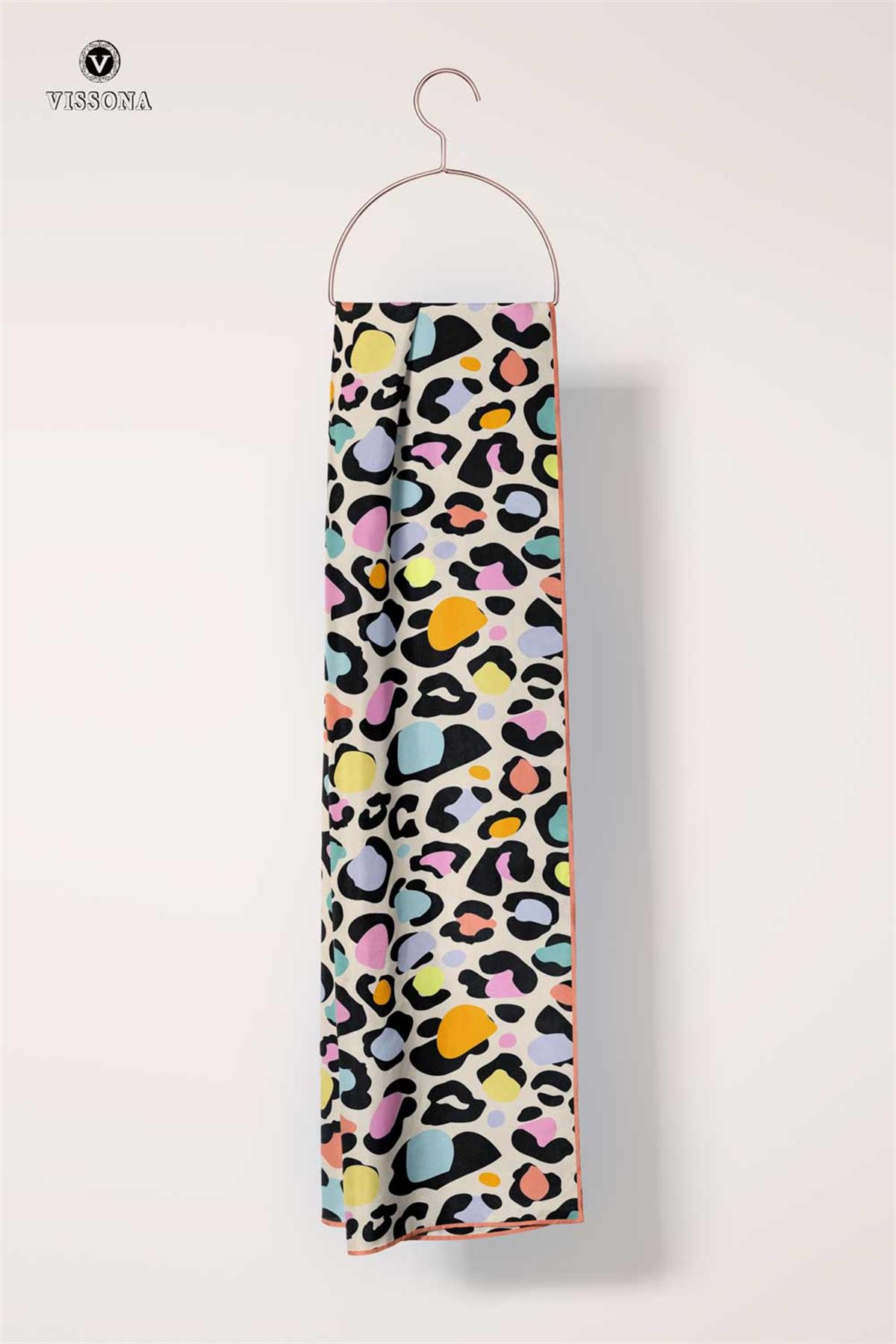 Vissona Leopar Desenli İpek Fular