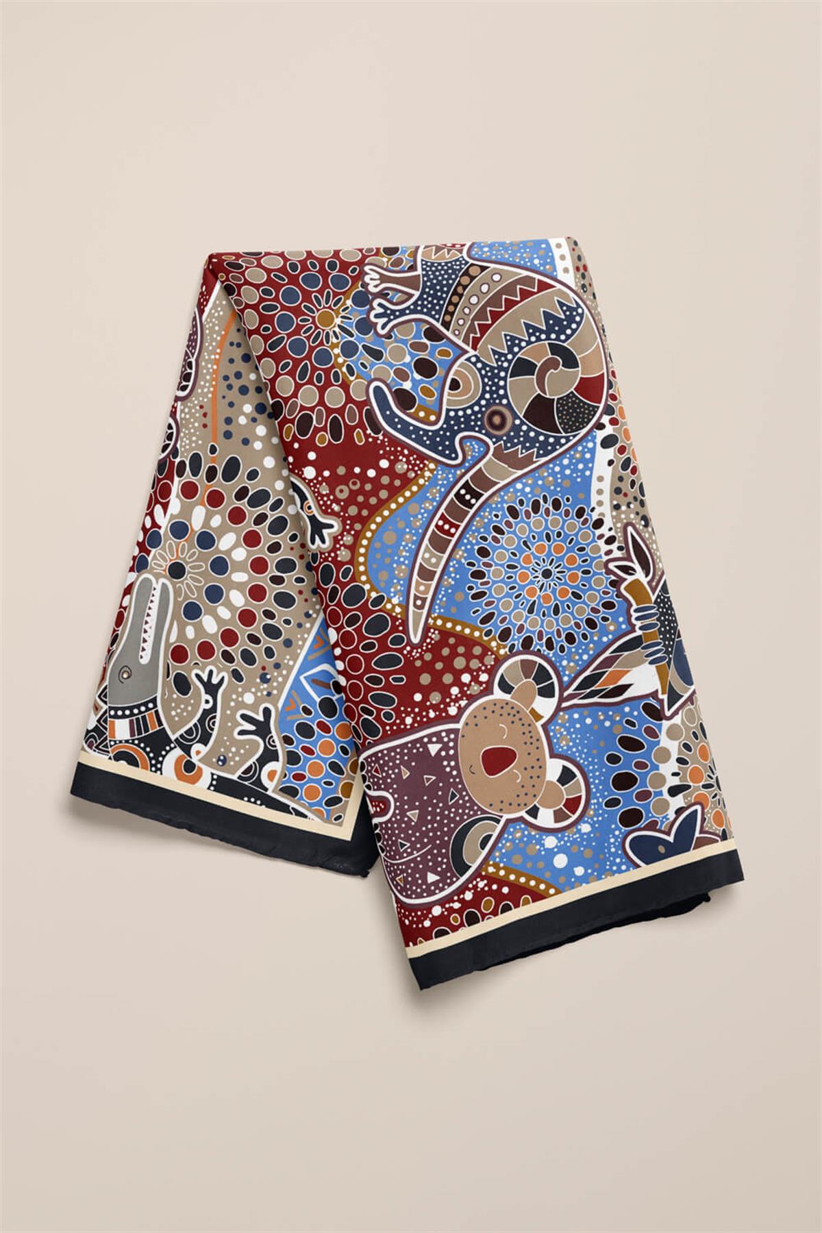 Vissona Etnik Desenli İpek Bandana