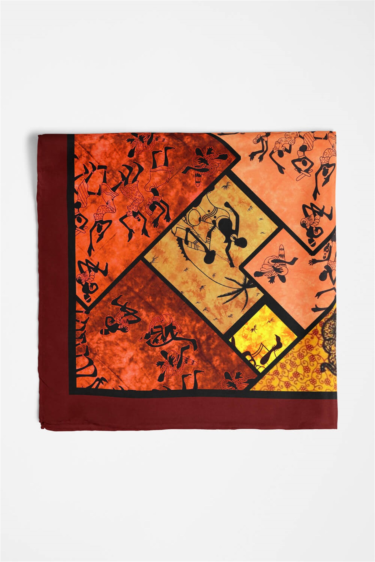 Violla Z61 Kadın African Patchwork Desenli Bandana 50x50 DG0216-22