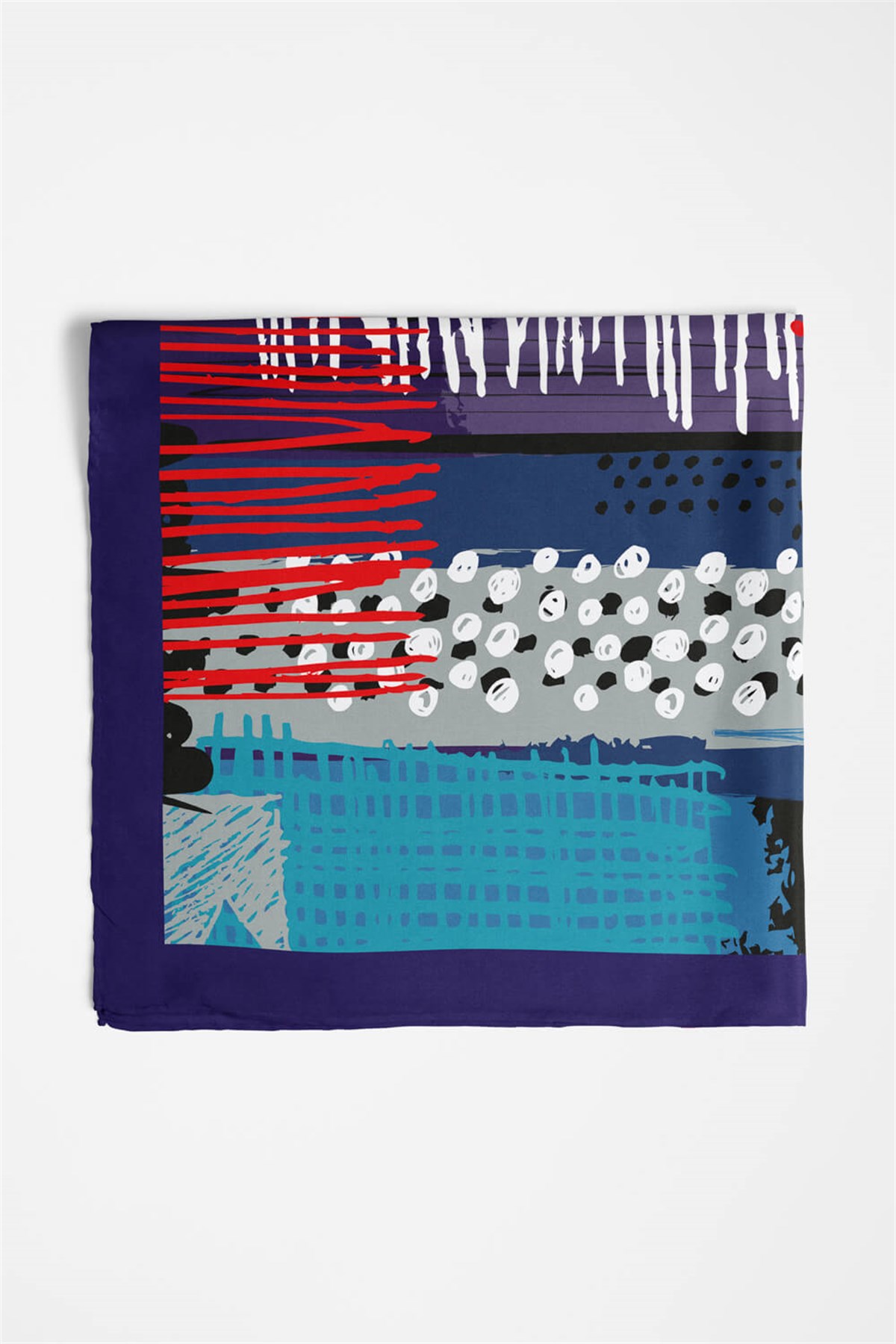 Violla Y18 Kadın Egzotik Desenli Bandana 50x50 Mavi DG0402-22