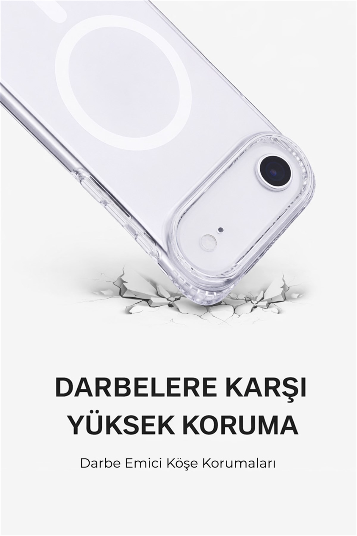 iPhone 17 Air Uyumlu Kamera Korumalı Magsafe Wireless Şarj Özellikli Lüks Şeffaf Silikon Telefon Kılıfı
