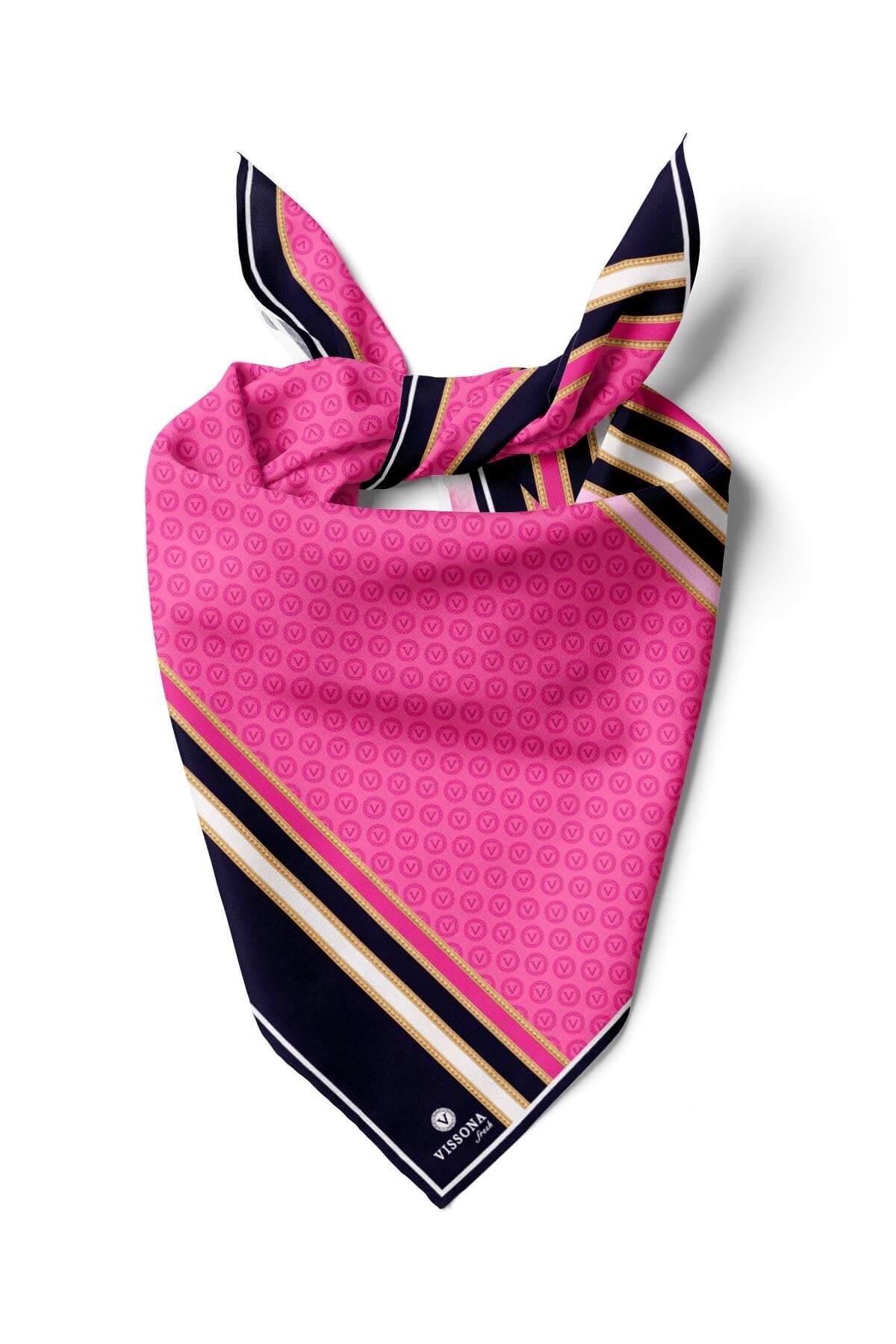 %100 İpek Kadın Desenli Bandana 80x80