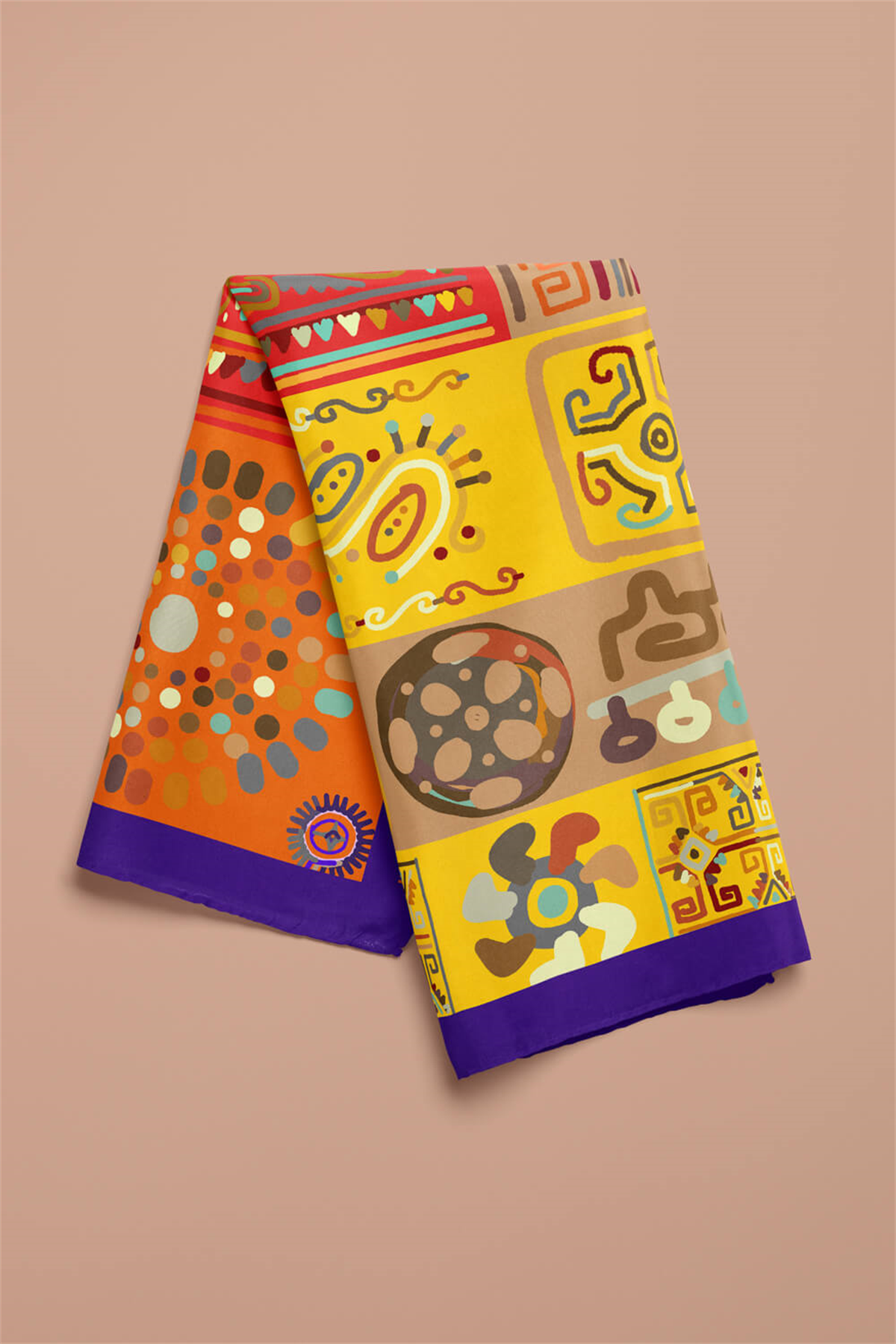 B71 Kadın African Etnik Desenli Bandana Kırmızı Sarı Dg0218