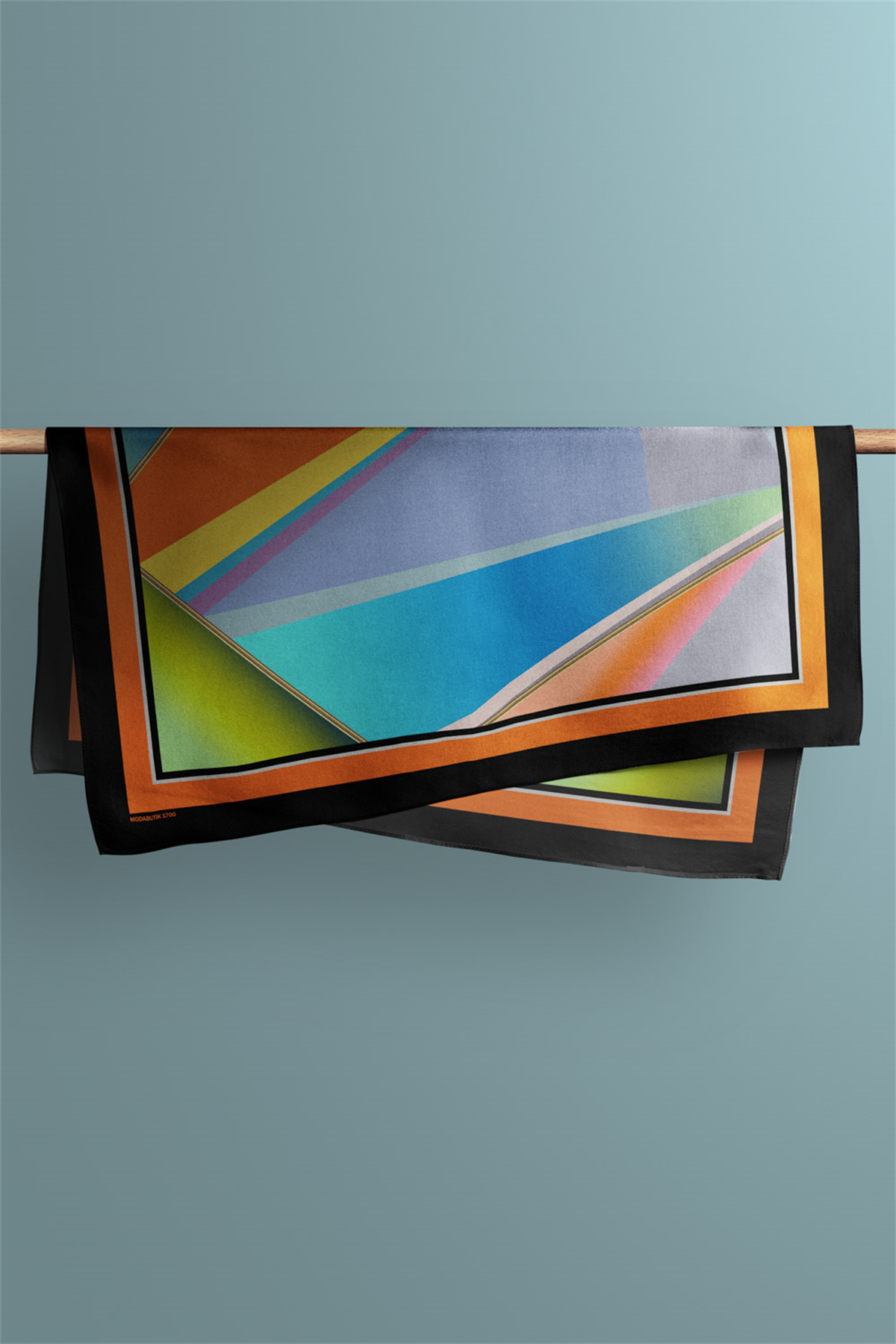 C68 Kadın Turuncu Mavi Extreme Desenli 50x50 Bandana