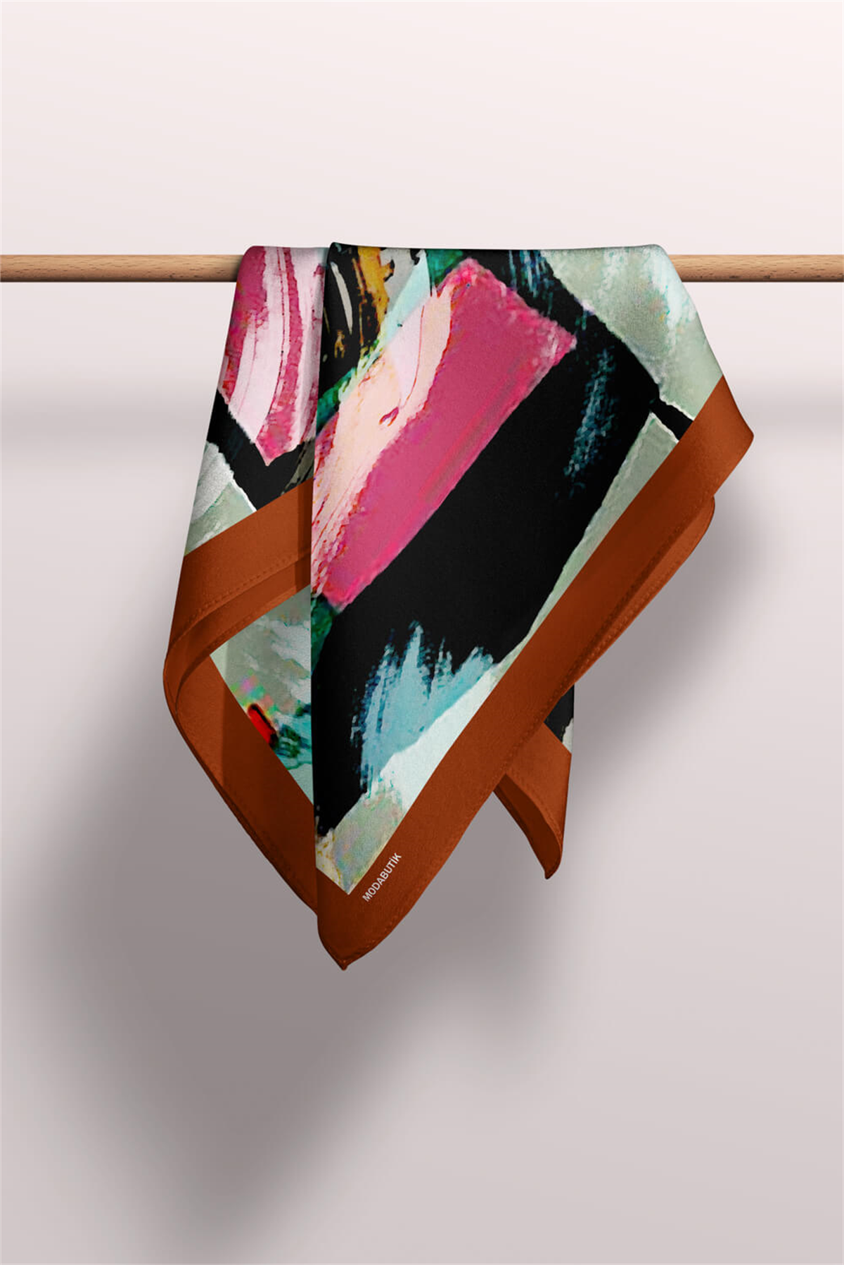 Y8 Kadın Sulu Boya Desenli Bandana 50x50 Gri DG0479-22