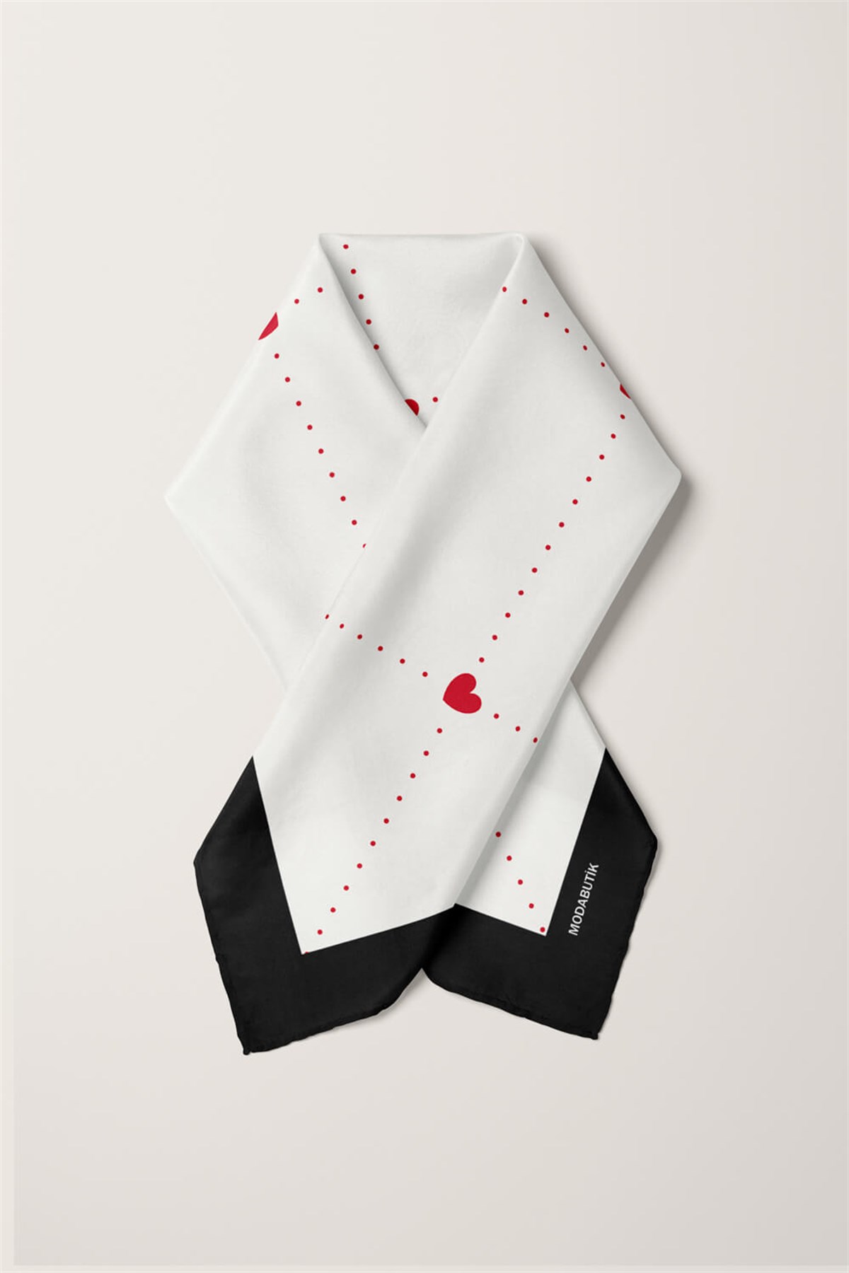 Violla A50 Kadın Kare Kalp Desenli Bandana 50x50 DG0268-22