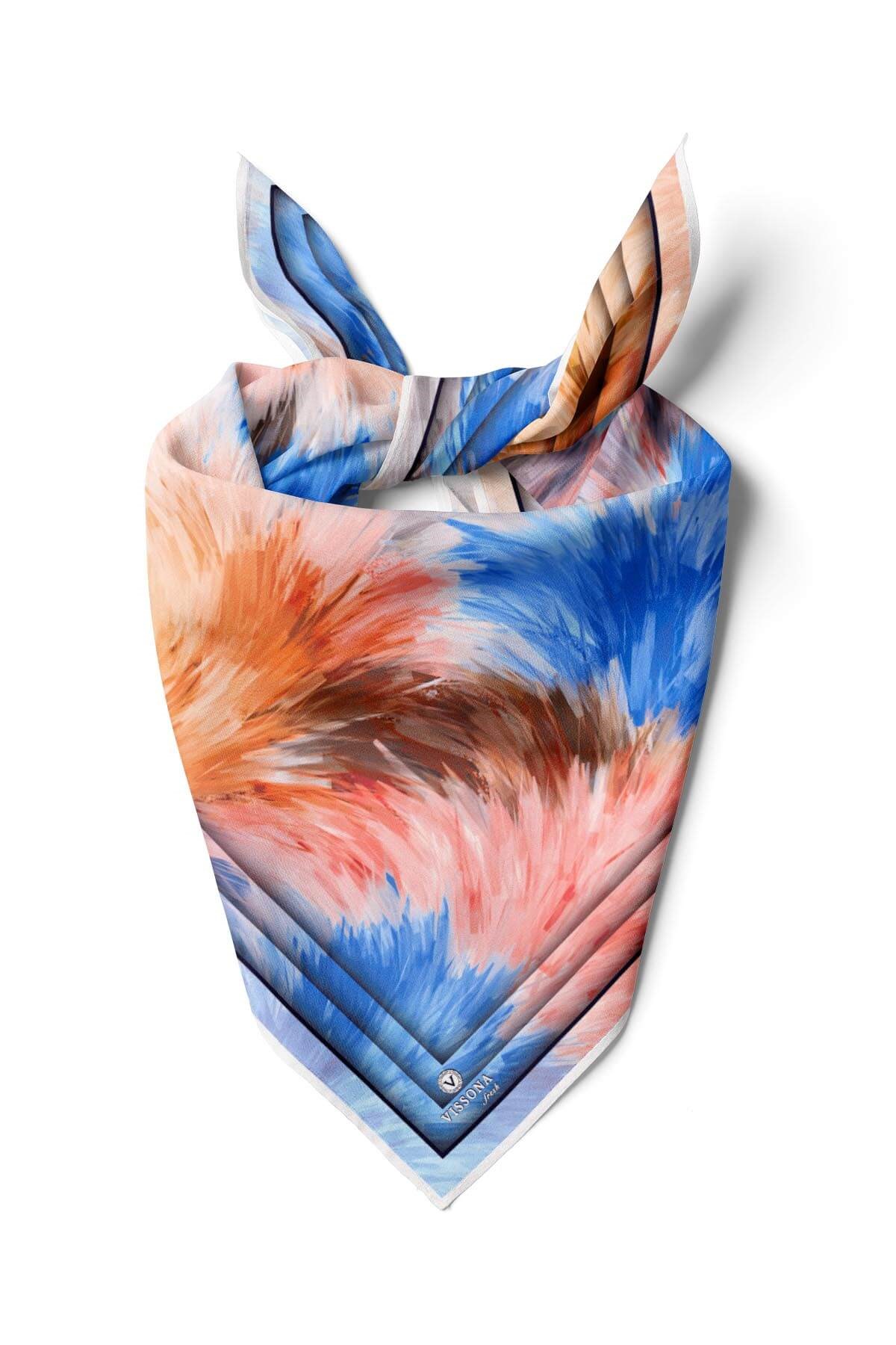 %100 İpek Kadın Desenli Bandana 80x80