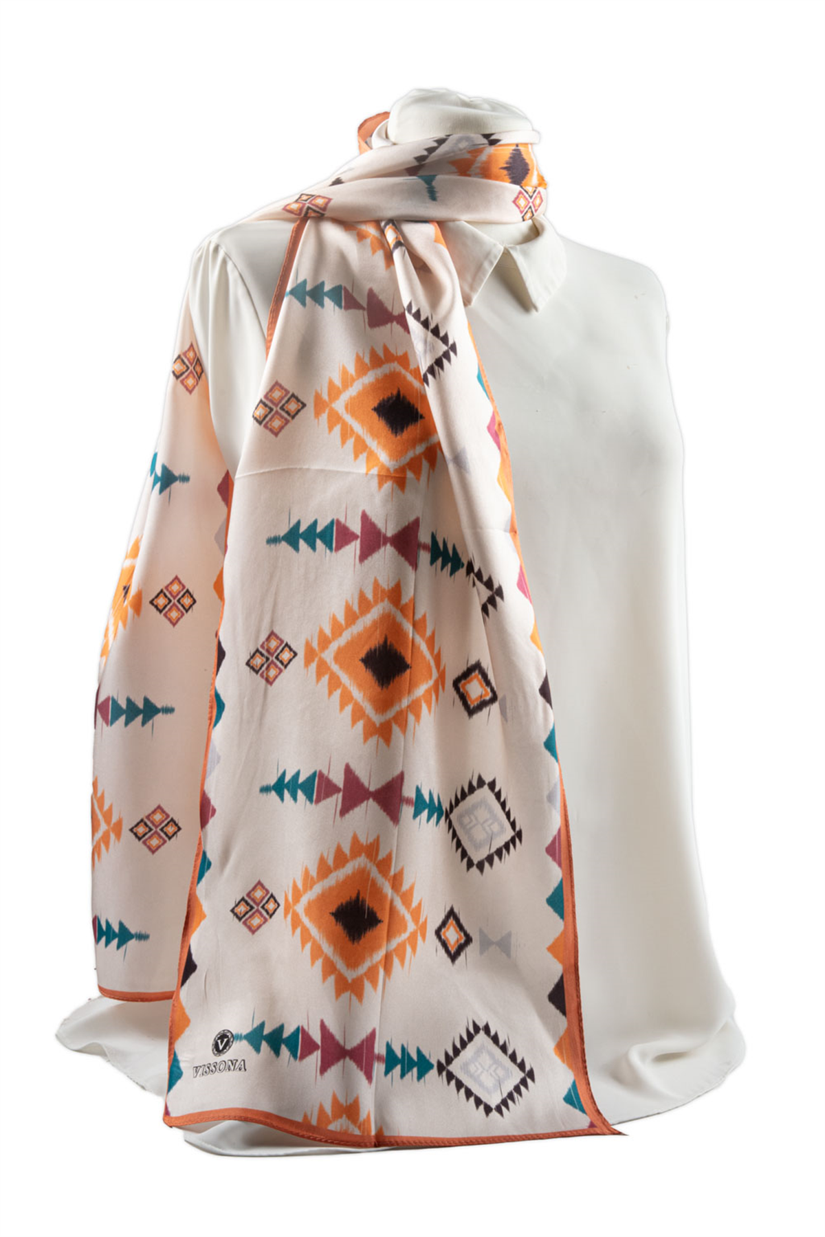 I23 SATEN İPEK ETNİK DESENLİ KADIN FULAR